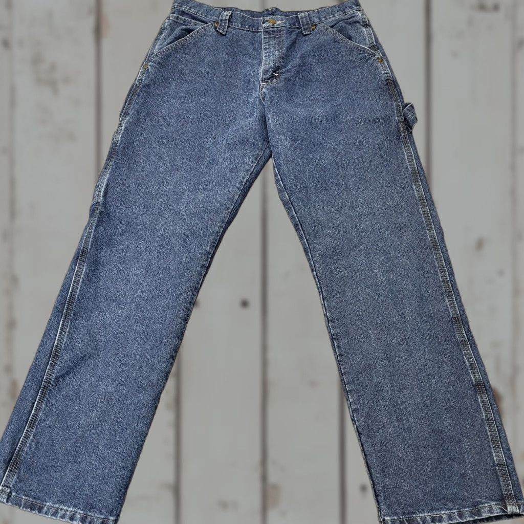 Wrangler VINTAGE? No, but use best: Wrangler Carpenter Jeans Men's 32x30 Blue Baggy Wide Leg Workwear Denim EUC Size US 32 / EU 48 - 1 Thumbnail