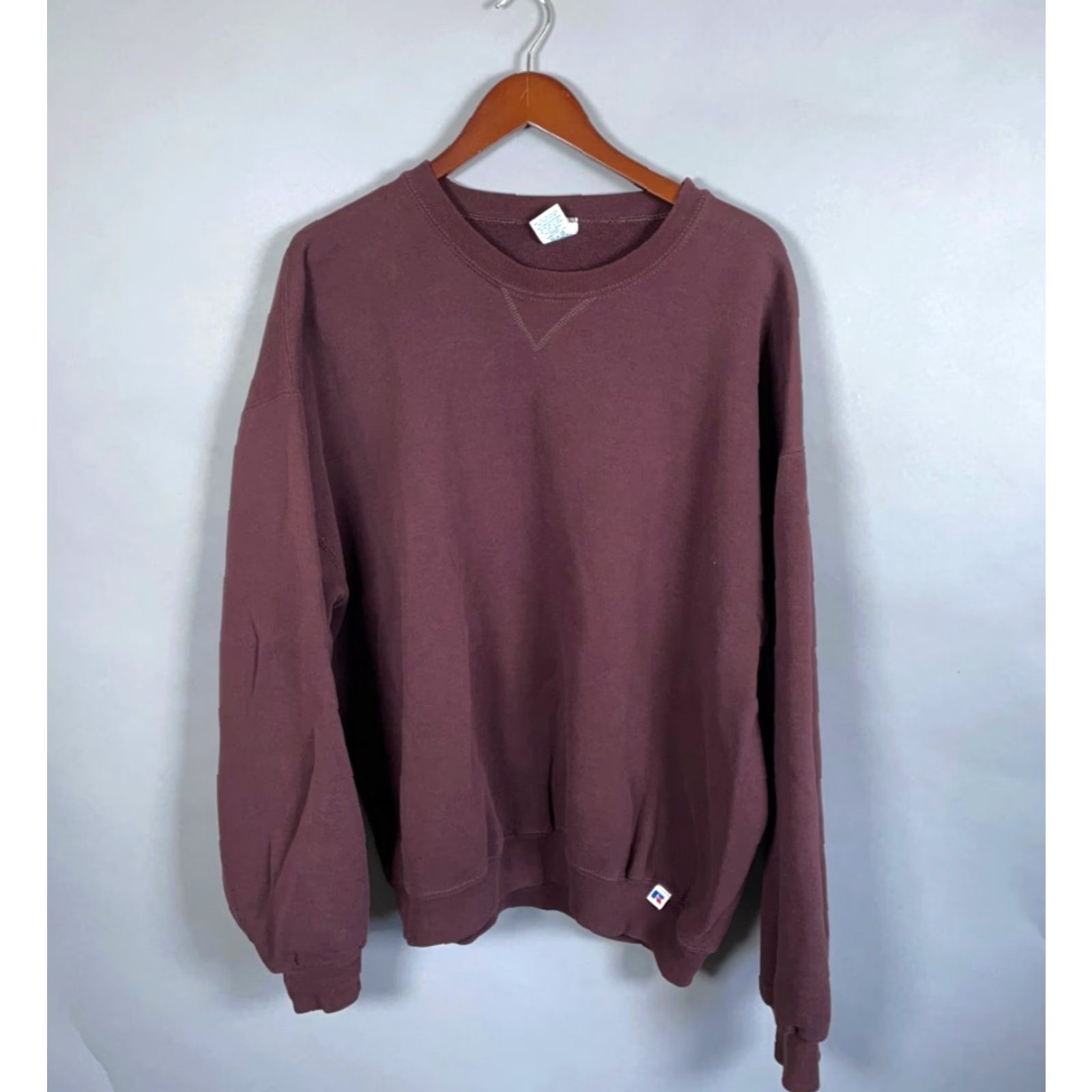 Russell Athletic VINTAGE Russell Athletic Sweatshirt Shirt Adult 2XL Dark Red Solid Crewneck 90s Retro Mens Size US XXL / EU 58 / 5 - 2 Thumbnail