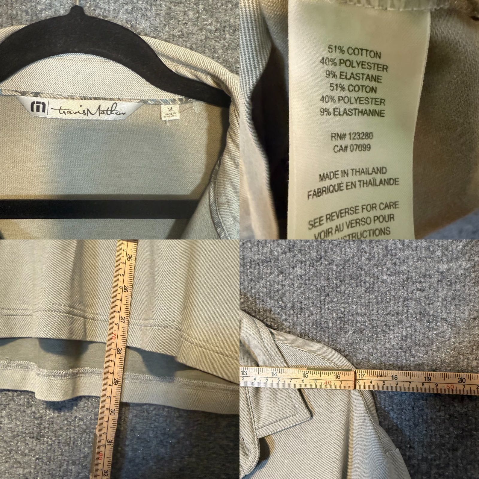 TravisMathew Travis Mathew Shirt Mens Medium Gray Short Sleeve Polo Golf Stretch Performance Size US M / EU 48-50 / 2 - 8 Thumbnail