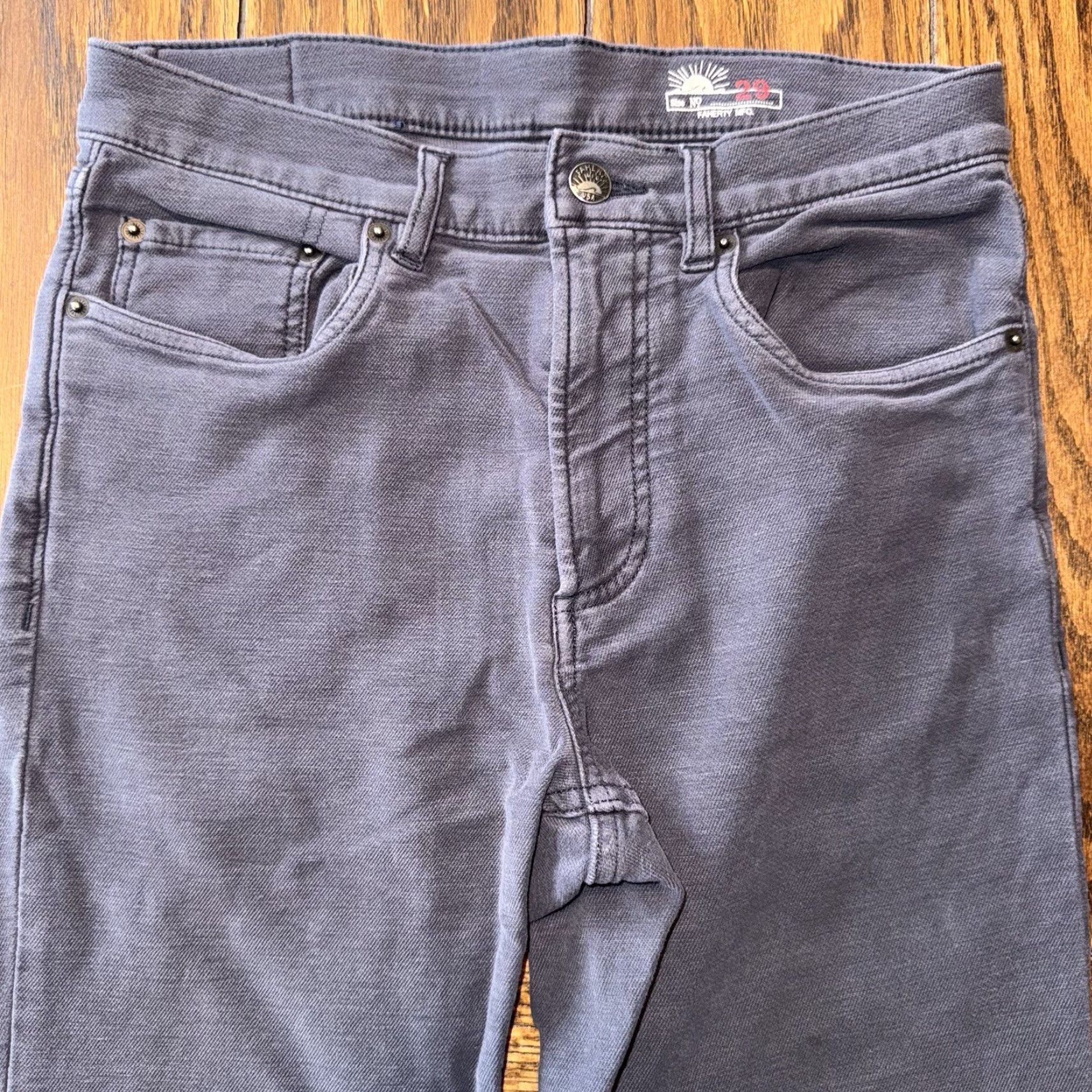 Faherty Faherty Jeans Mens 29x26 Blue Stretch Denim Straight City Regular Rise 10 26 Inseam Buttons Zip Pocket Logo Size US 29 - 2 Thumbnail