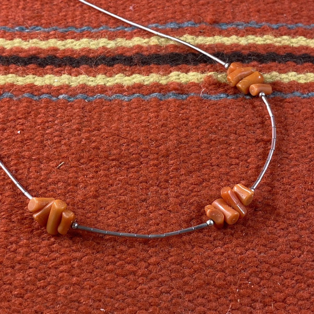 Kapital × Vintage Vtg 60s 70s Navajo Sterling Silver Coral Liquid Silver Chain Size ONE SIZE - 1 Thumbnail