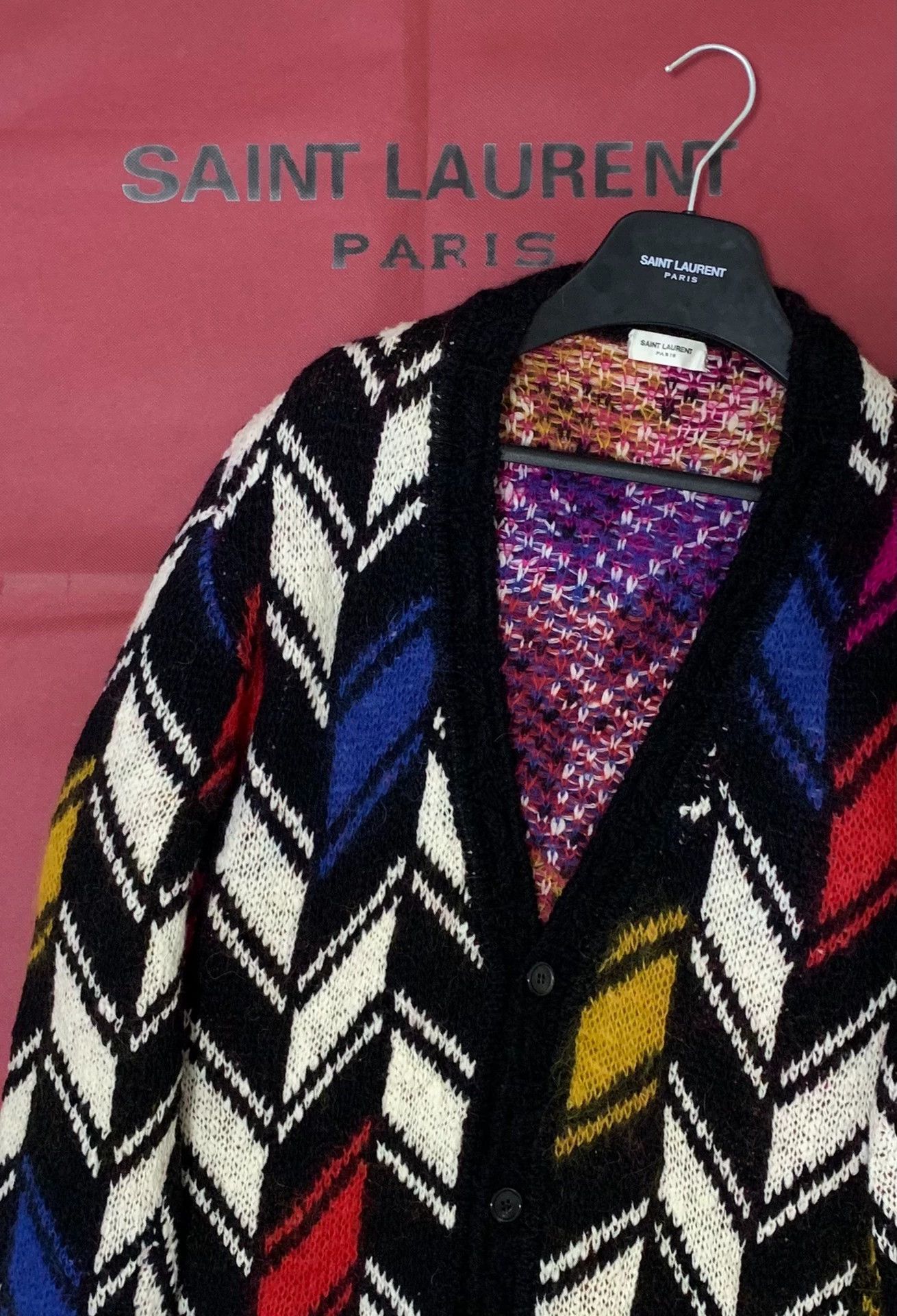 Saint Laurent Paris SLP 21FW Runway colorblocked mohair knit cardigan M Size US M / EU 48-50 / 2 - 7 Thumbnail