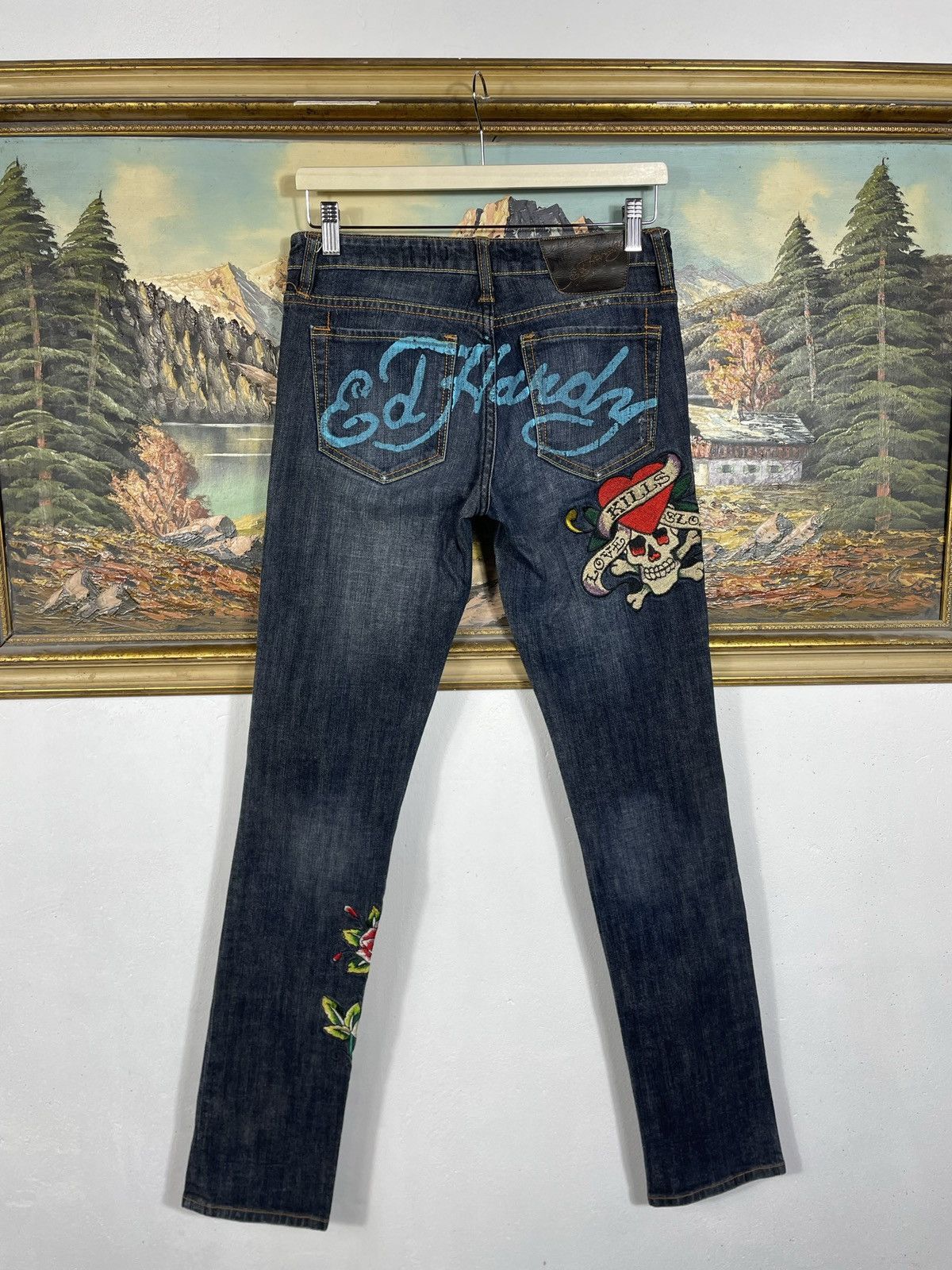 Ed Hardy × Vintage Ed Hardy Vintage Y2k Low Rise Denim Trousers Jeans Drip Swag Size 27" / US 4 / IT 40 - 7 Thumbnail