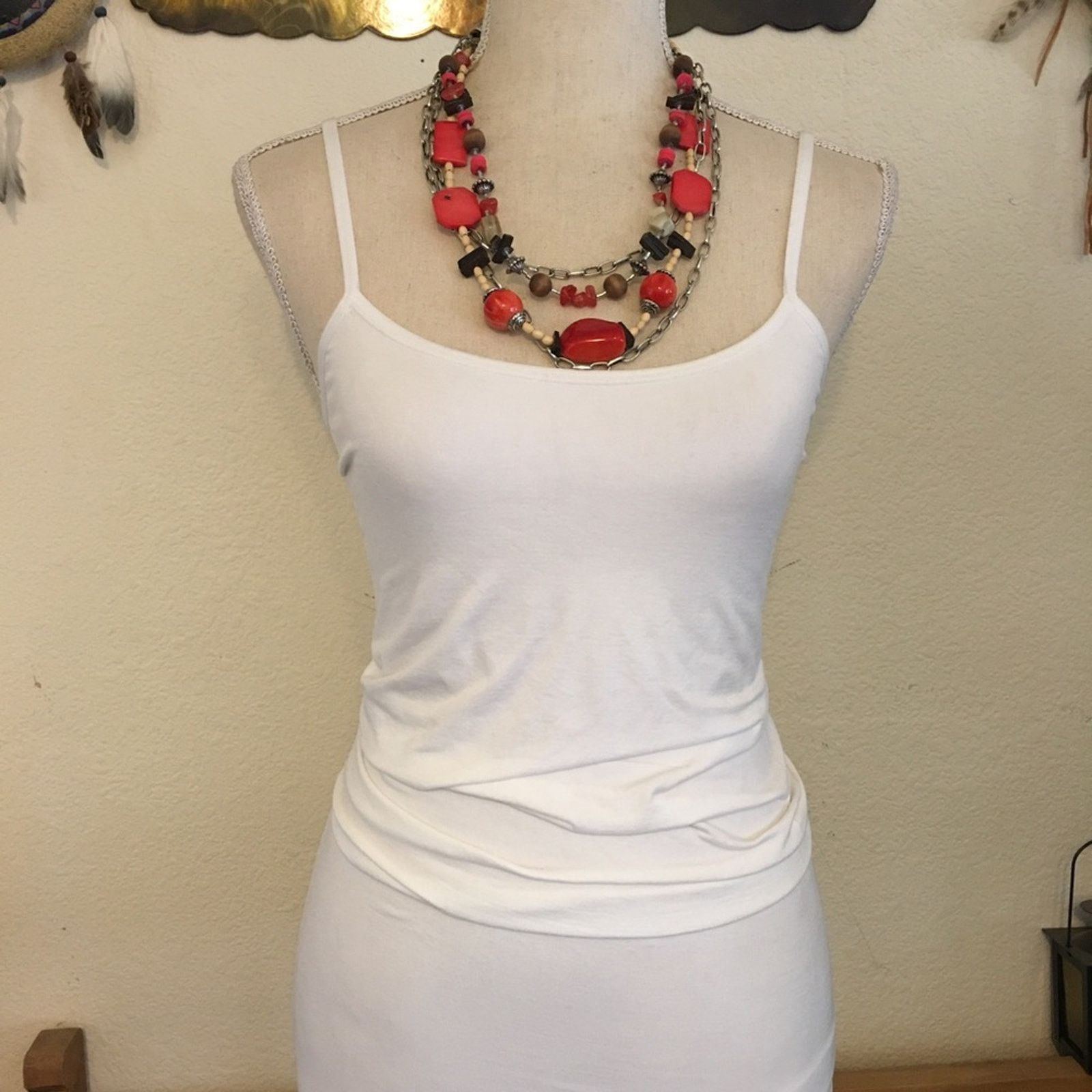 Vintage Vintage red tone resin and wood bead necklace Size ONE SIZE - 4 Thumbnail