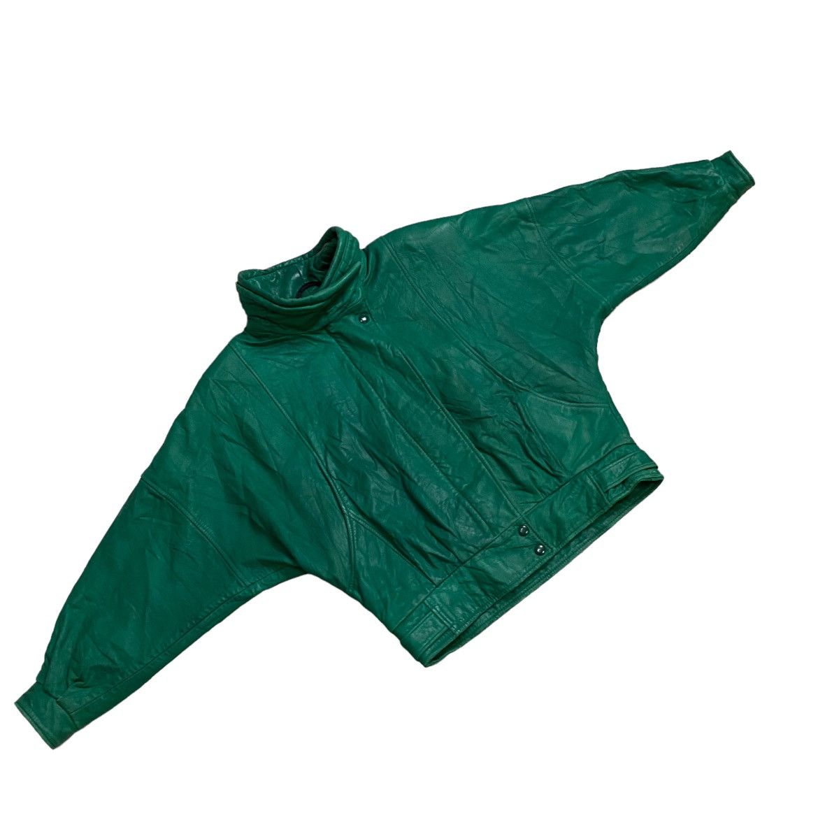 Leather × Vintage Vintage 80s teal green leather croped jacket Size M / US 6-8 / IT 42-44 - 6 Thumbnail