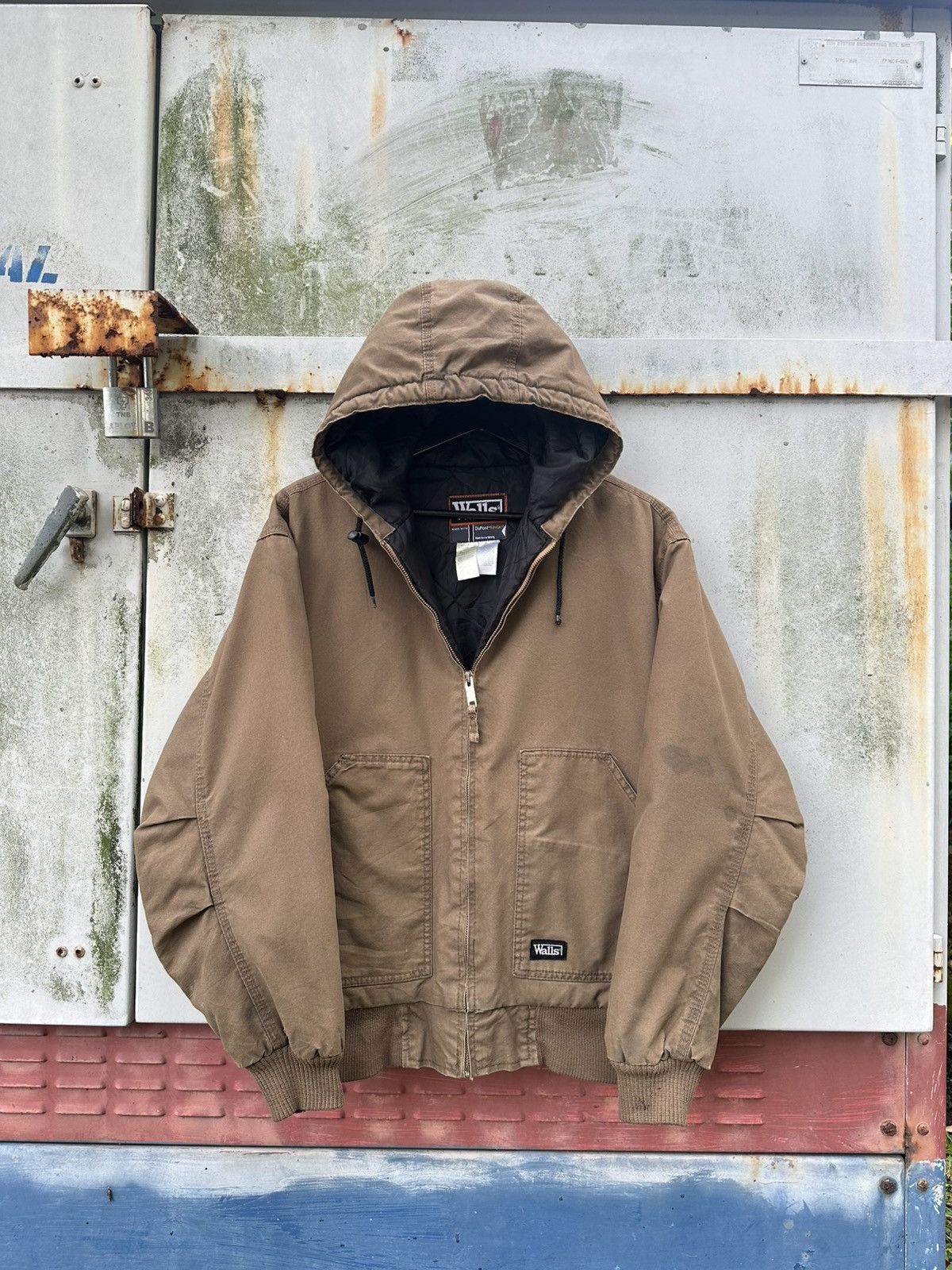 Vintage 👹Vintage Faded Walls Brown Hooded Bomber Jacket Size US M / EU 48-50 / 2 - 1 Thumbnail