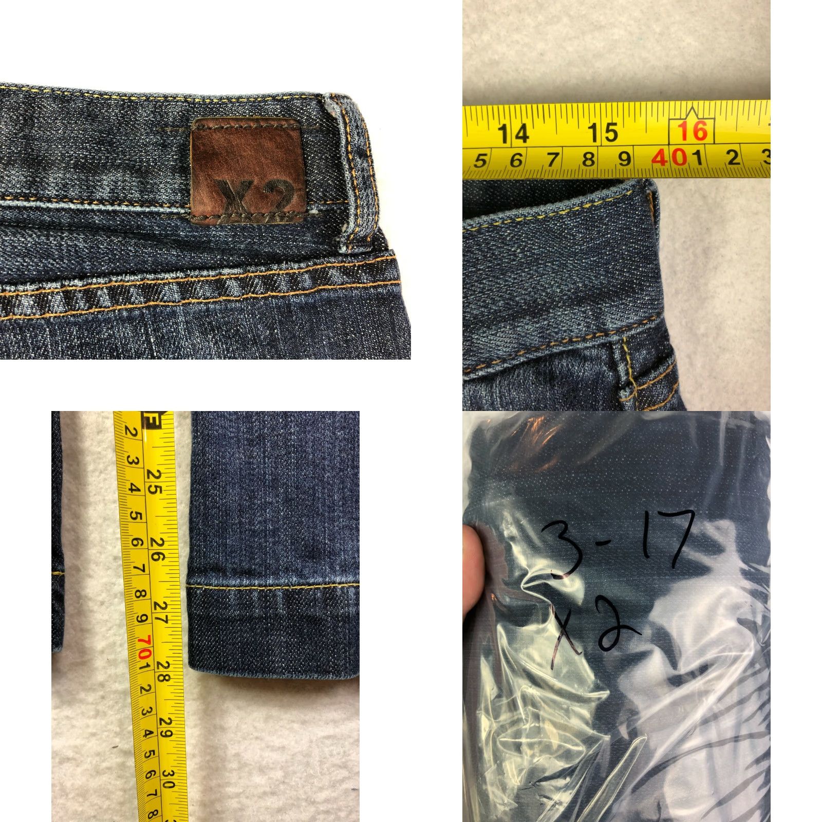 Denime X2 Jeans Eva Full Leg Womens Size 8S 31x28 Measured Blue Denim Jeans - Regular, Mid Rise, Zip, Denim, 8S, 31 Inseam, 28 Inseam, Distressed: No Size 30" / US 8 / IT 44 - 8 Thumbnail