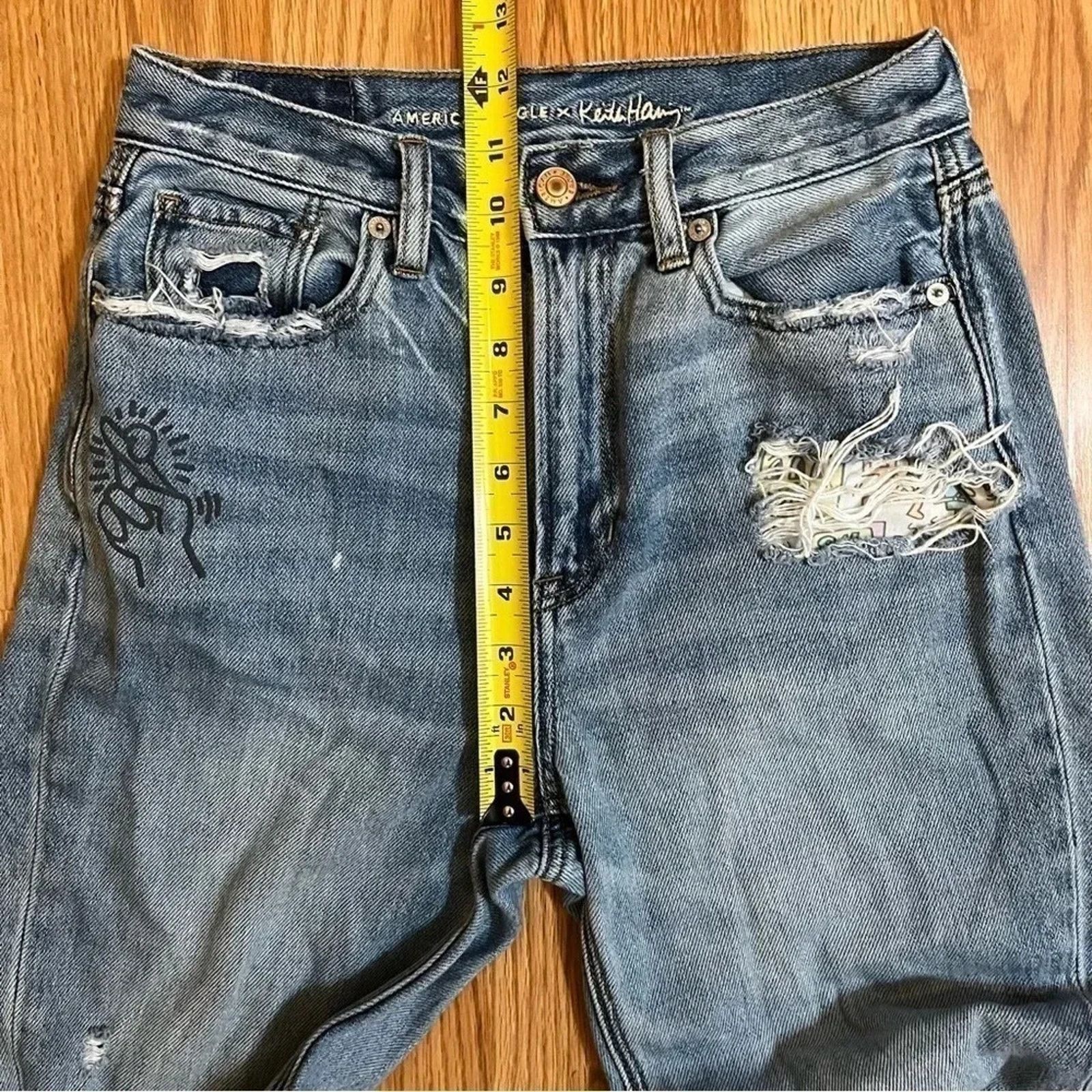 American Eagle Outfitters American Eagle X Keith Haring RARE Distressed Ripped Jeans Size 25" / US 0 / IT 36 - 10 Thumbnail
