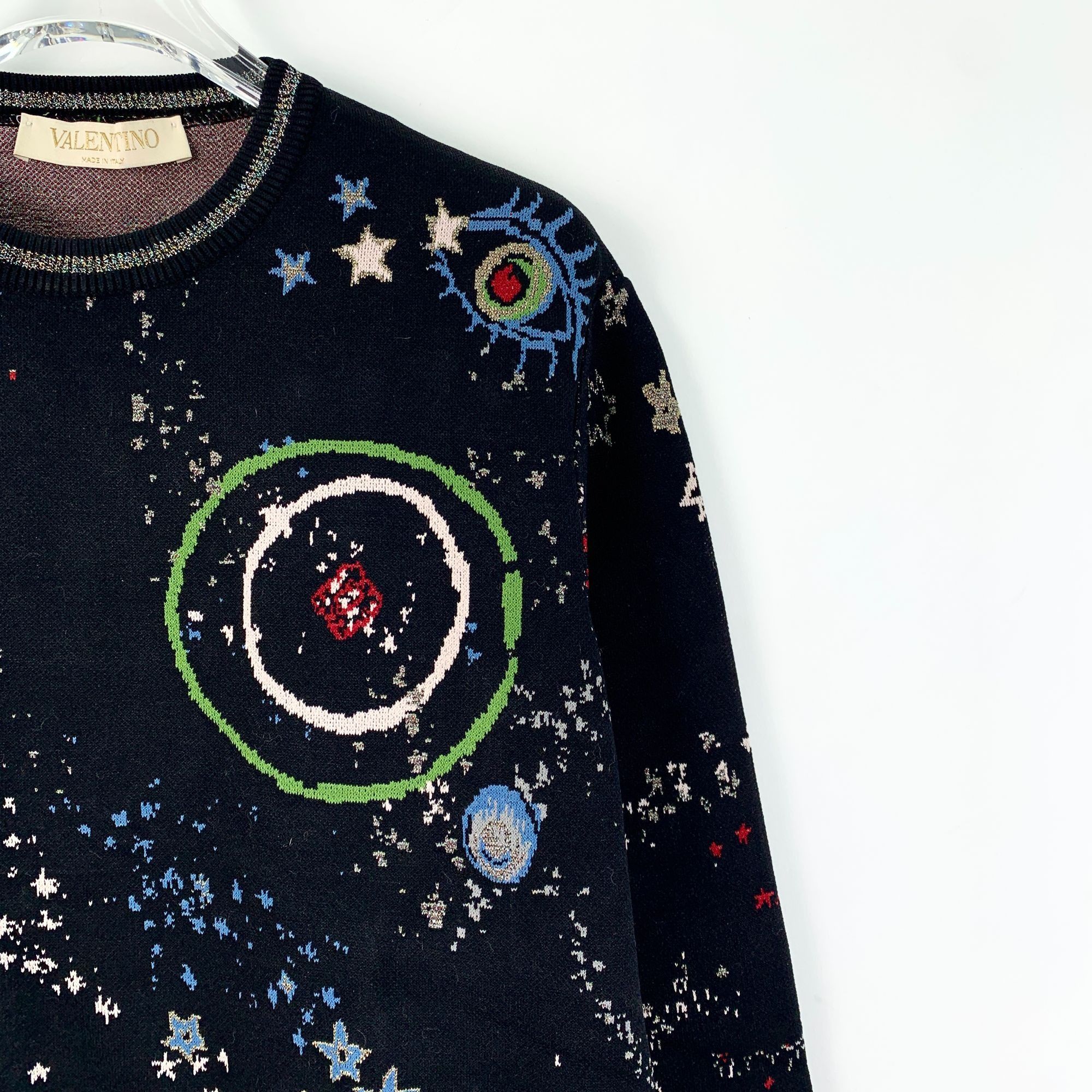 Valentino Valentino Black Cosmic Starry Sky Inlaid Round-Neck Long-Sle Size M / US 6-8 / IT 42-44 - 5 Thumbnail
