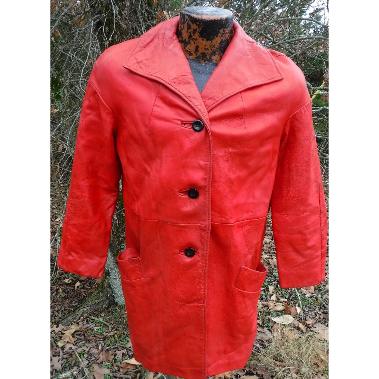 Vintage VINTAGE Annshire Red Leather Coat Jacket ILGWU Leather Coat Jacket Women's Medium Red 1970s 1980s Union Made Casual Everyday Mens Girls Womens Size M / US 6-8 / IT 42-44 - 2 Thumbnail