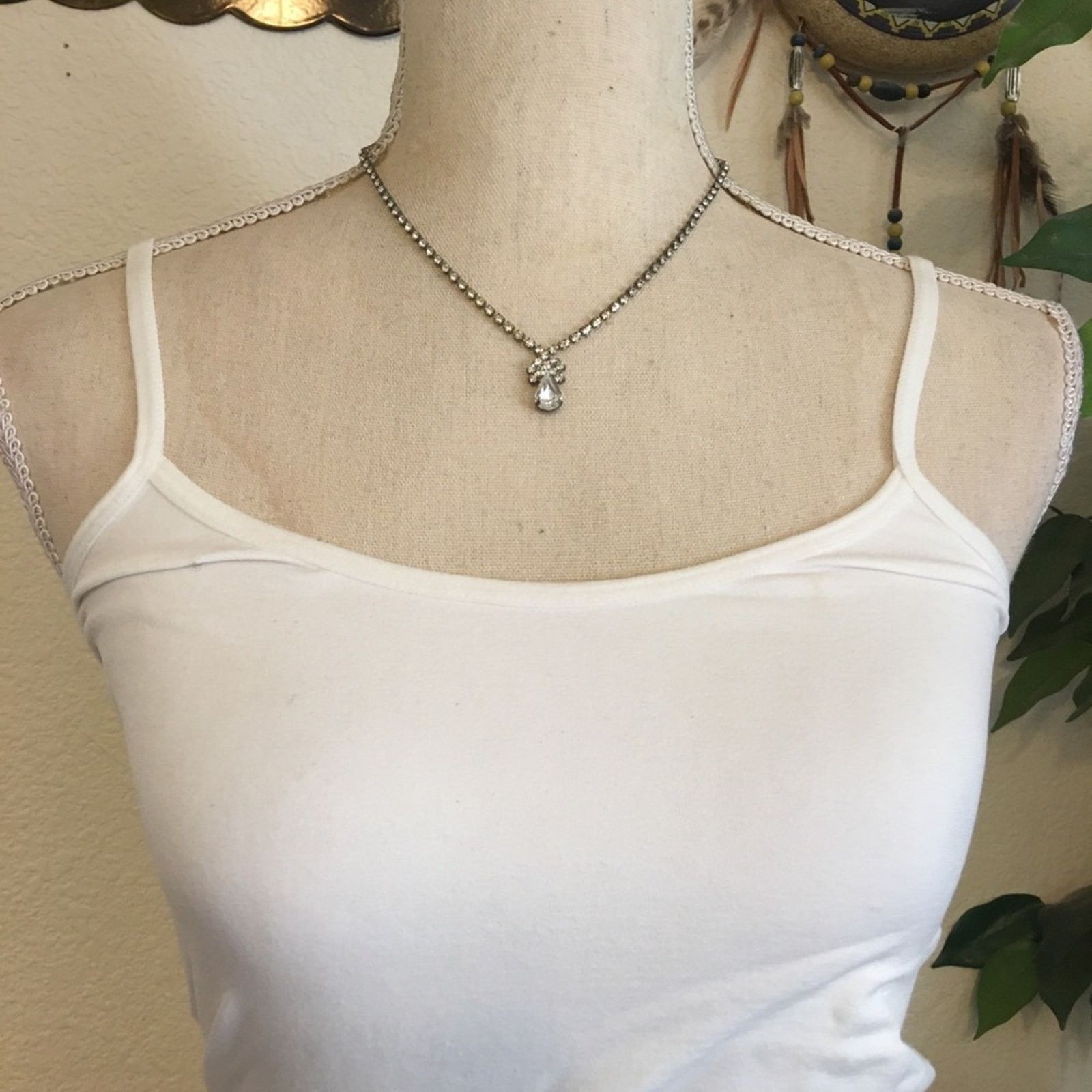 Vintage Vintage clear rhinestone silver choker necklace Size ONE SIZE - 3 Thumbnail