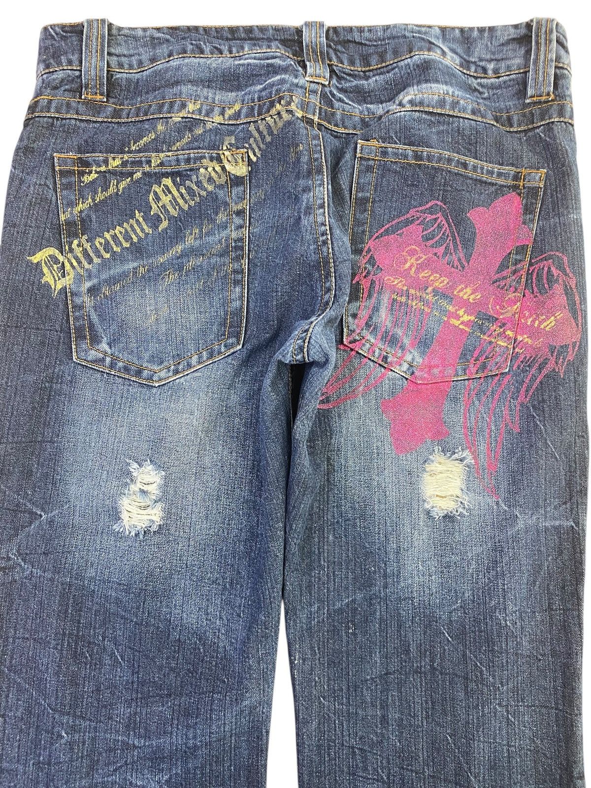 Japanese Brand Japanese Brand Distressed Honey Comb Style Boot Cut Jeans Size US 35 - 4 Thumbnail