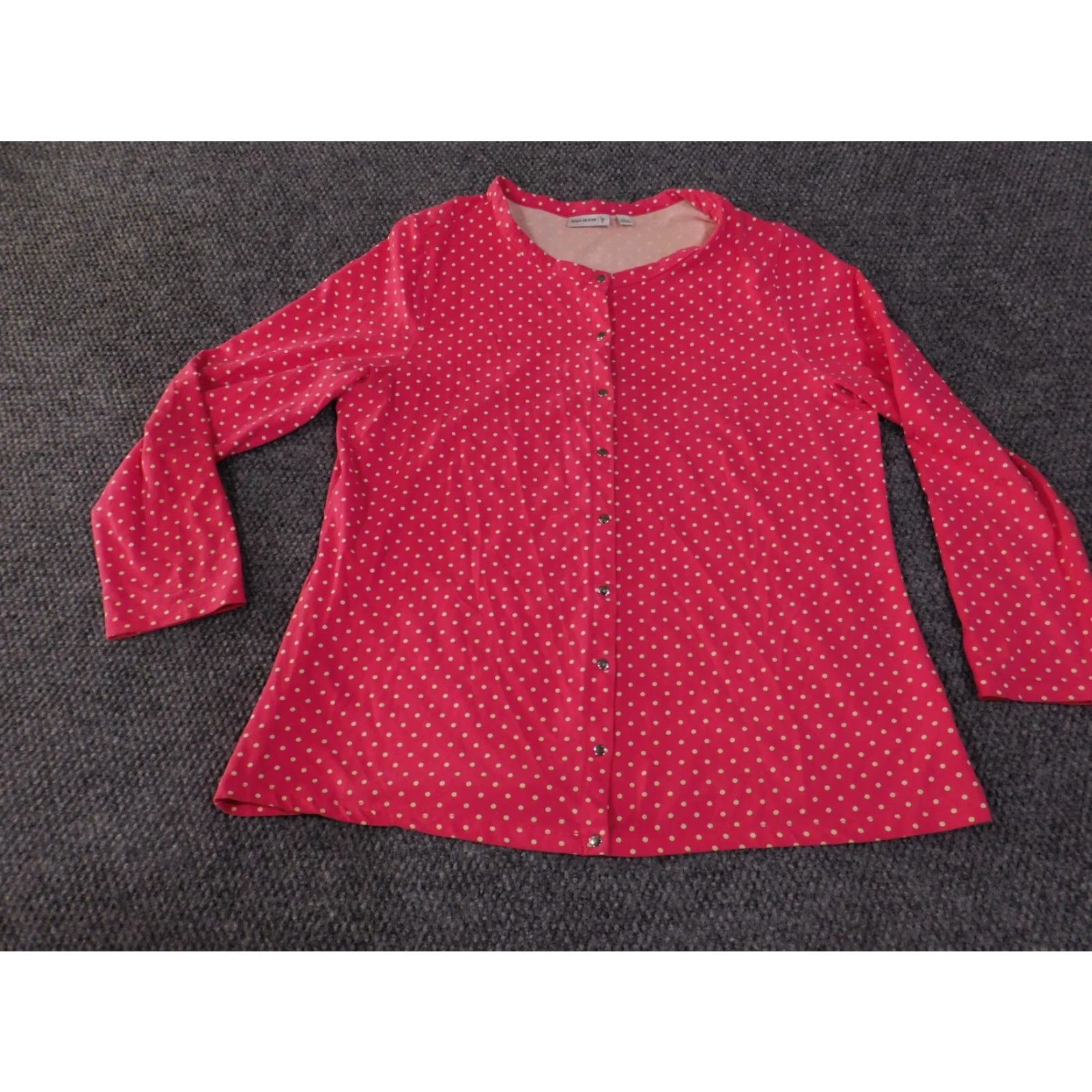 Vintage Susan Graver Shirt Womens Large Pink White Polka Dot Button Front Long Sleeve Size L / US 10 / IT 46 - 4 Thumbnail