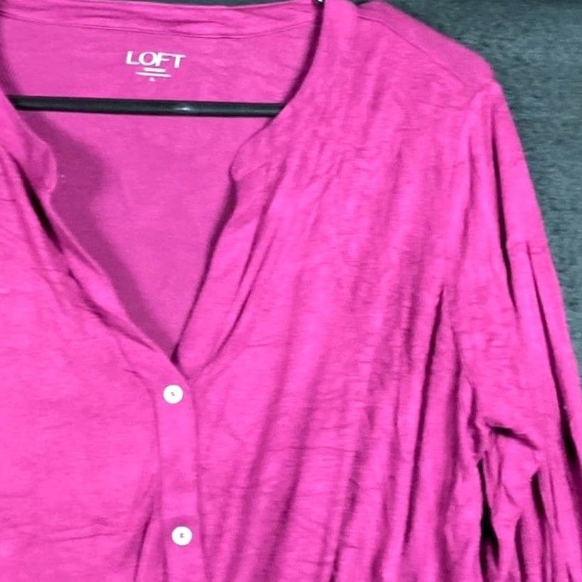 Loft LOFT Outlet Womens Shirt Purple V Neck Front Twist Pullover Stretch Large Size L / US 10 / IT 46 - 5 Thumbnail