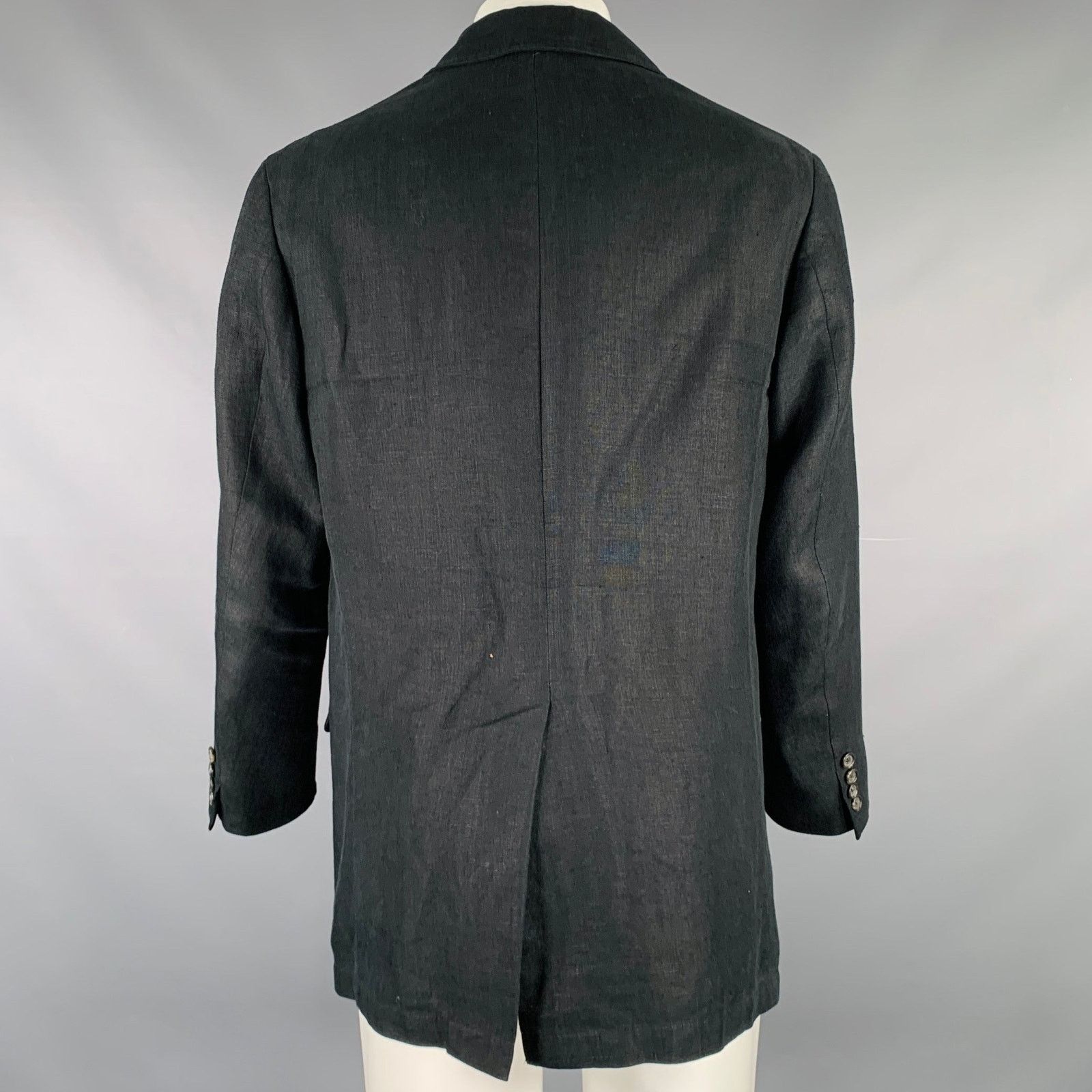 Polo Ralph Lauren Size M Black Linen Notch Lapel Sport Coat Size 38R - 3 Thumbnail