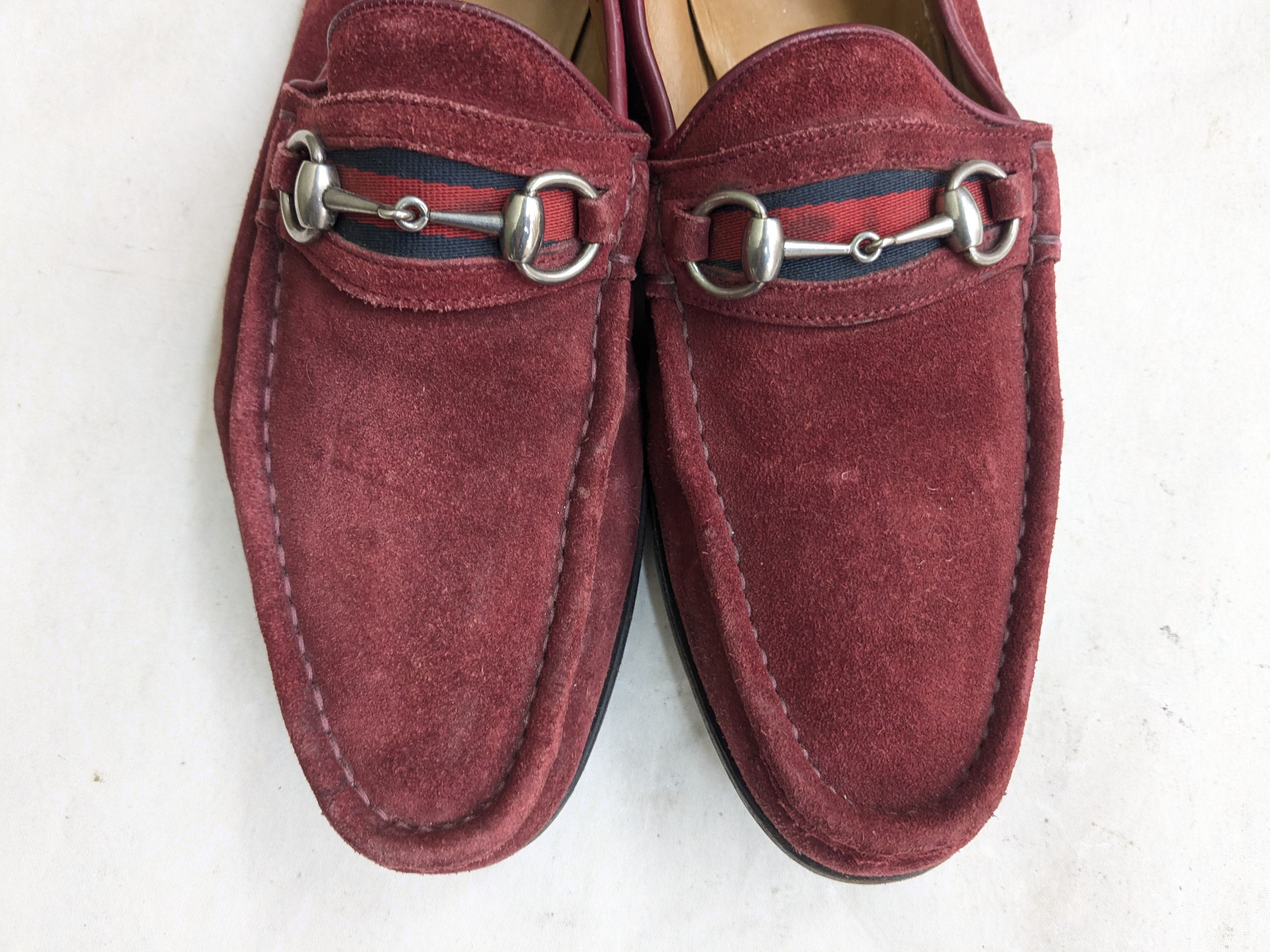 Gucci Gucci Horsebit Loafers Red 10.5 D Suede Leather Italy Slip Size US 10.5 / EU 43-44 - 3 Thumbnail