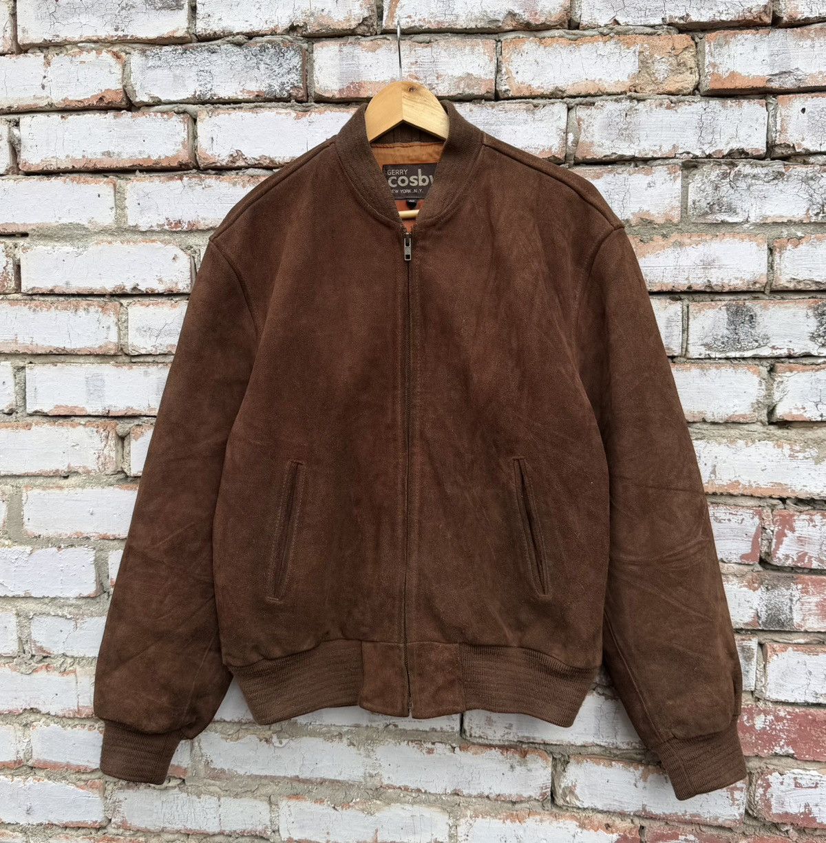 Vintage Vintage Gerry Cosby Suede Leather Bomber Jacket Brown Size US L / EU 52-54 / 3 - 11 Thumbnail