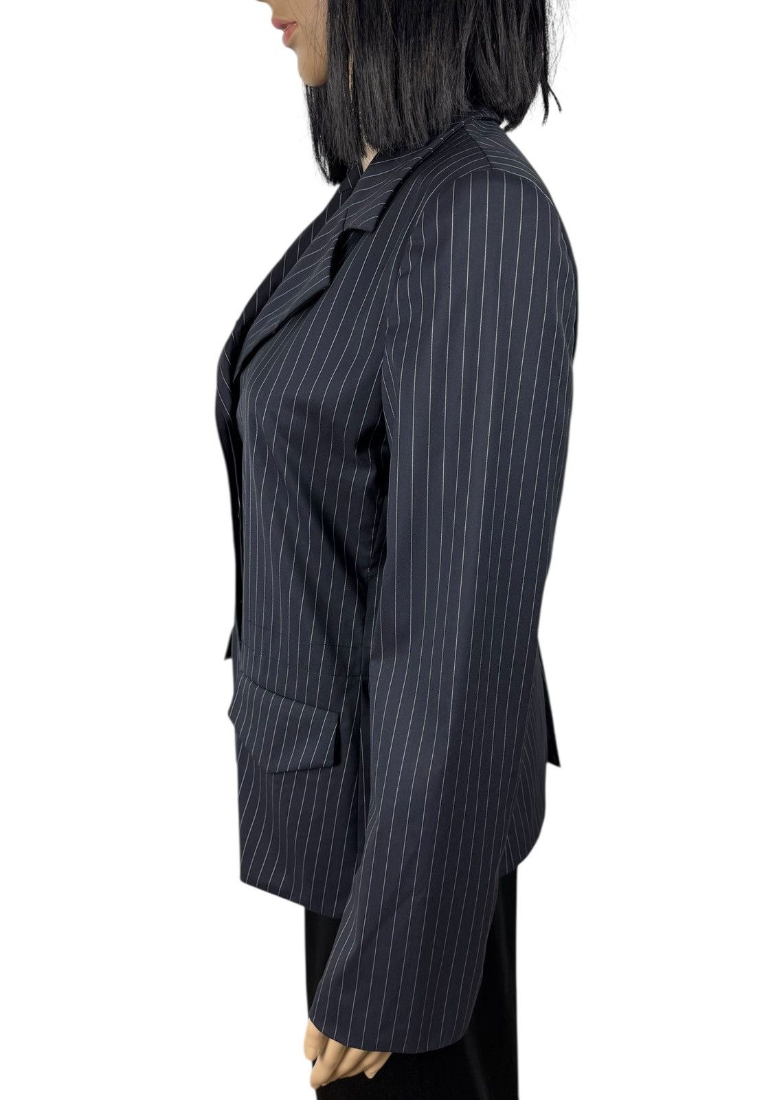 Armani Collezioni Armani Collezioni Wool-Nylon Blue Striped Jacket Collared 44 Size M / US 6-8 / IT 42-44 - 5 Thumbnail