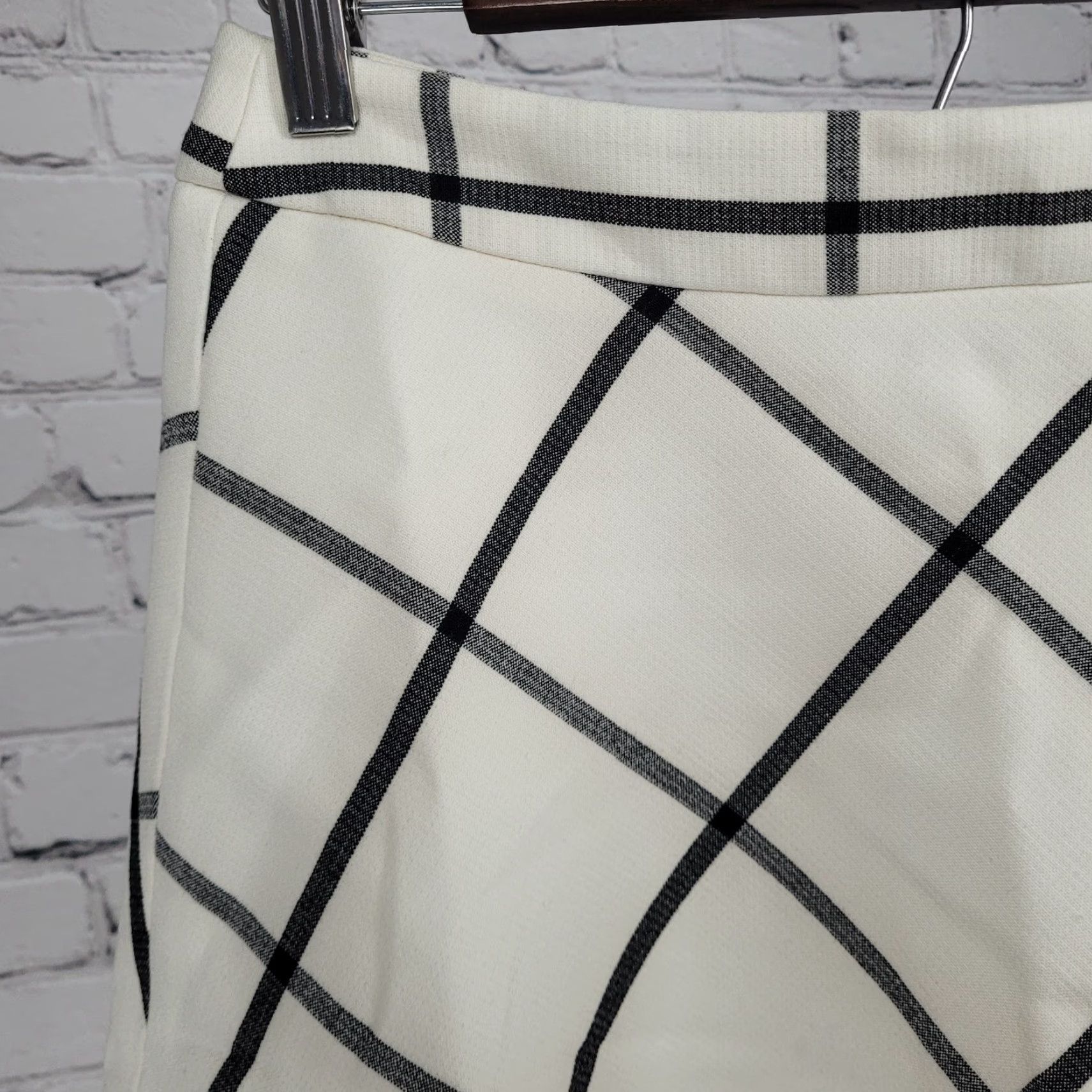 Loft NWT Loft Outlet Skirt A-Line Short Side Zip Ivory Grey Check Lined Women 2 Size 26" / US 2 / IT 38 - 5 Thumbnail