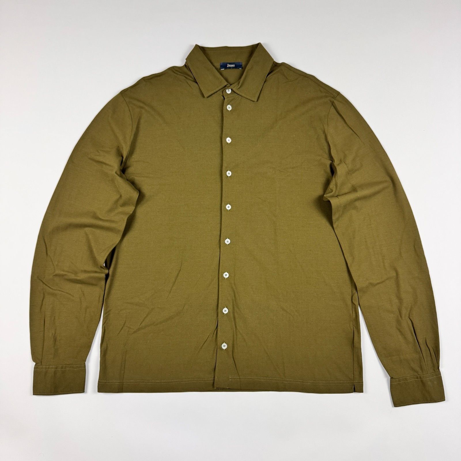 Herno Herno Olive Green Cotton Jersey Long Sleeve Shirt 54 XL Size US XL / EU 56 / 4 - 8 Thumbnail