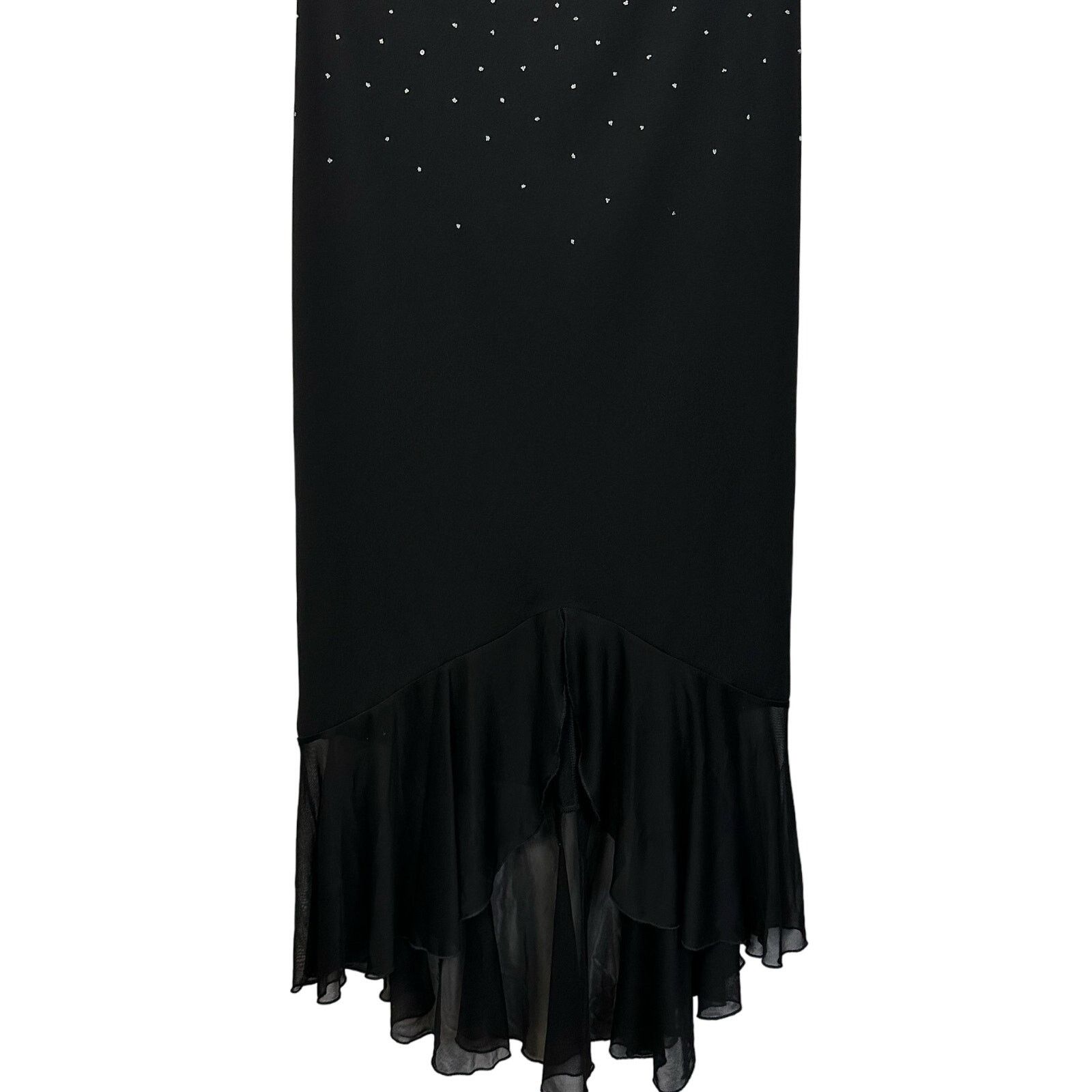 Vintage 90s Vntg Taboo Sequin Black Ruffle High Low Slip Dress Lg Size L / US 10 / IT 46 - 8 Thumbnail