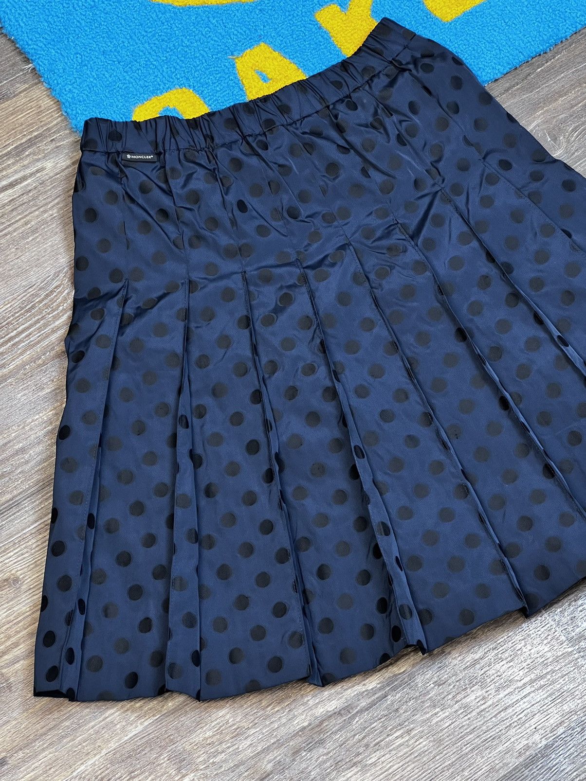Moncler Blue Polka Dot Pleated Knee Length Skirt size 42