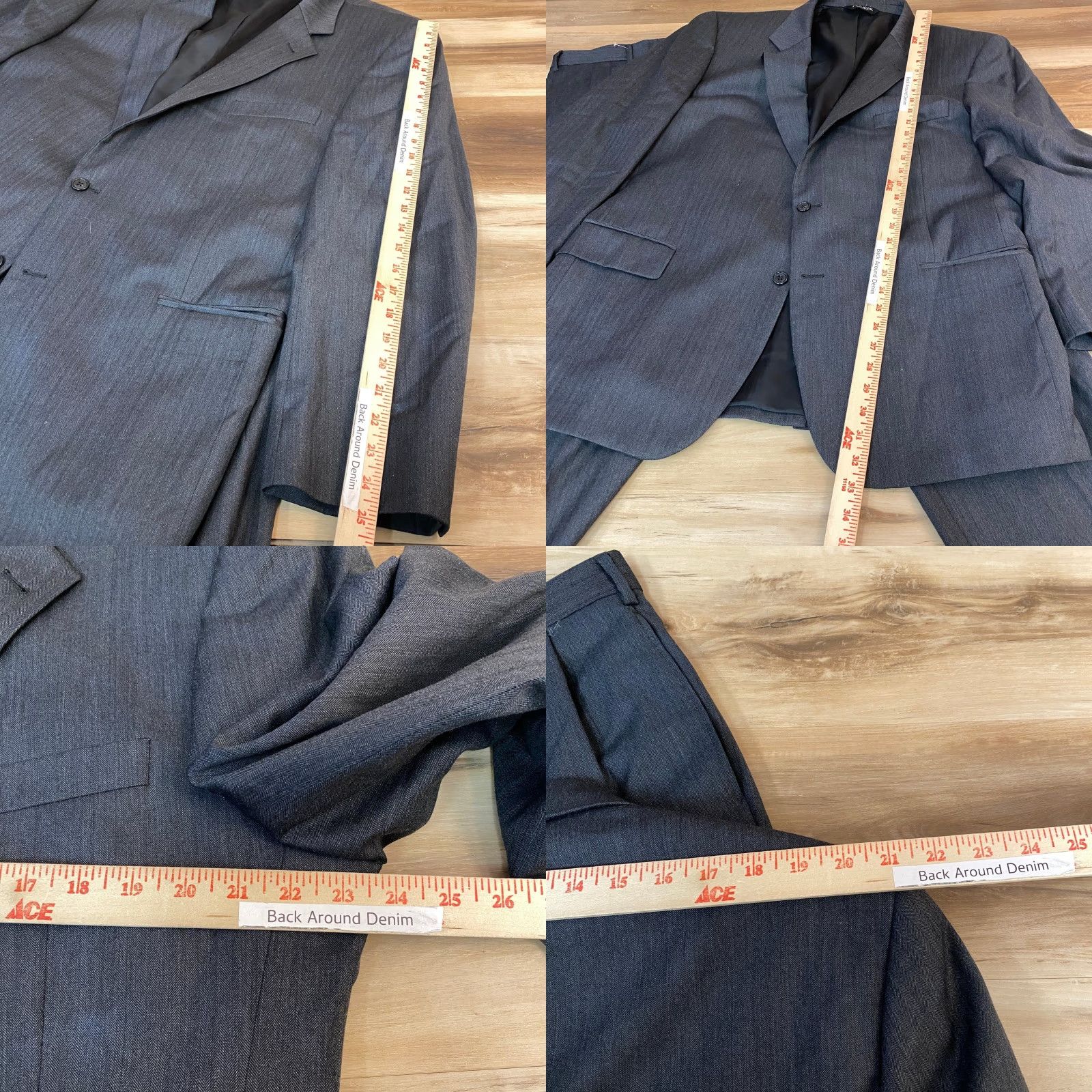 Jos. A. Bank Jos A Bank Signature Collection Wool Suit 48R Charcoal Gray Herringbone 43 Pants Size 48R - 9 Thumbnail