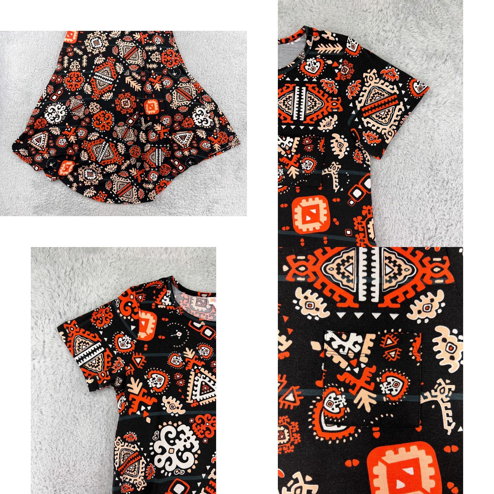 Vintage LuLaRoe Dress Womens M Black Orange Aztec Southwestern Polyester Blend Short Sleeve Round Neck Pullover Knee Length Vintage No Size M / US 6-8 / IT 42-44 - 8 Thumbnail