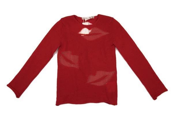 Comme des Garcons Comme Des Garcons Red vintage see-through lip design knit Size S / US 4 / IT 40 - 2 Thumbnail