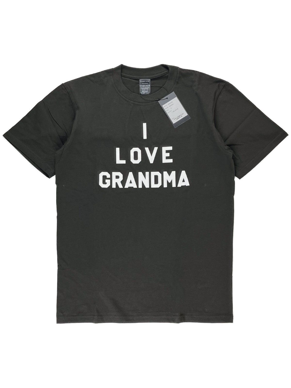 image of Number N Ine Number (N)Ine I Love Grandma Print Tshirt in Charcoal, Men's (Size Medium)
