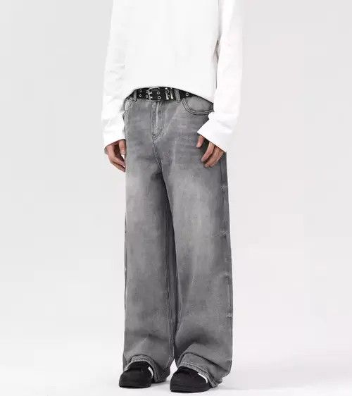 Japanese Brand × Jean Grey washed distressed loose straight baggy jeans Size US 32 / EU 48 - 2 Thumbnail