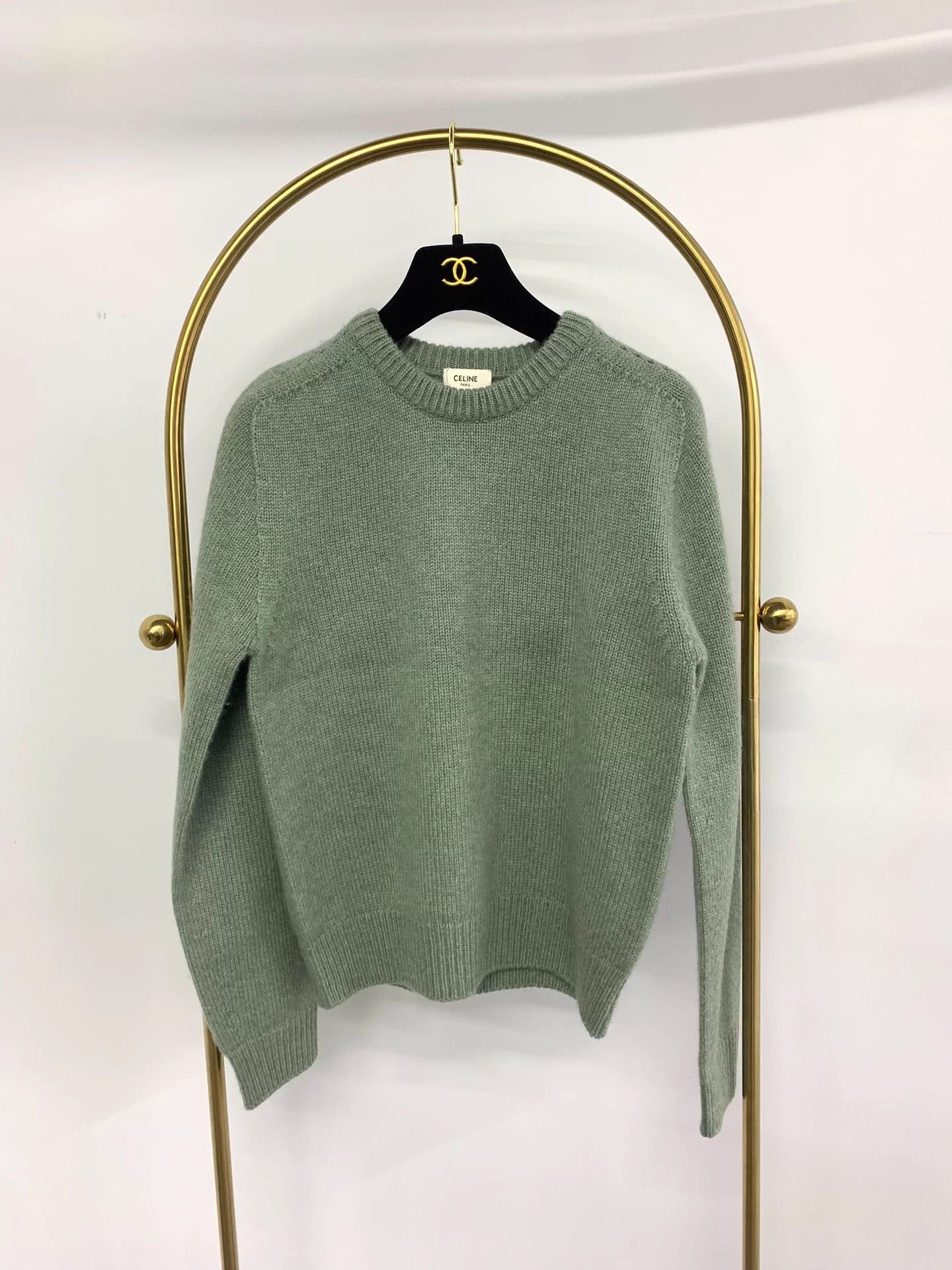 Celine Old Celine Green Cashmere Sweater Size S New Size S / US 4 / IT 40 - 1 Thumbnail