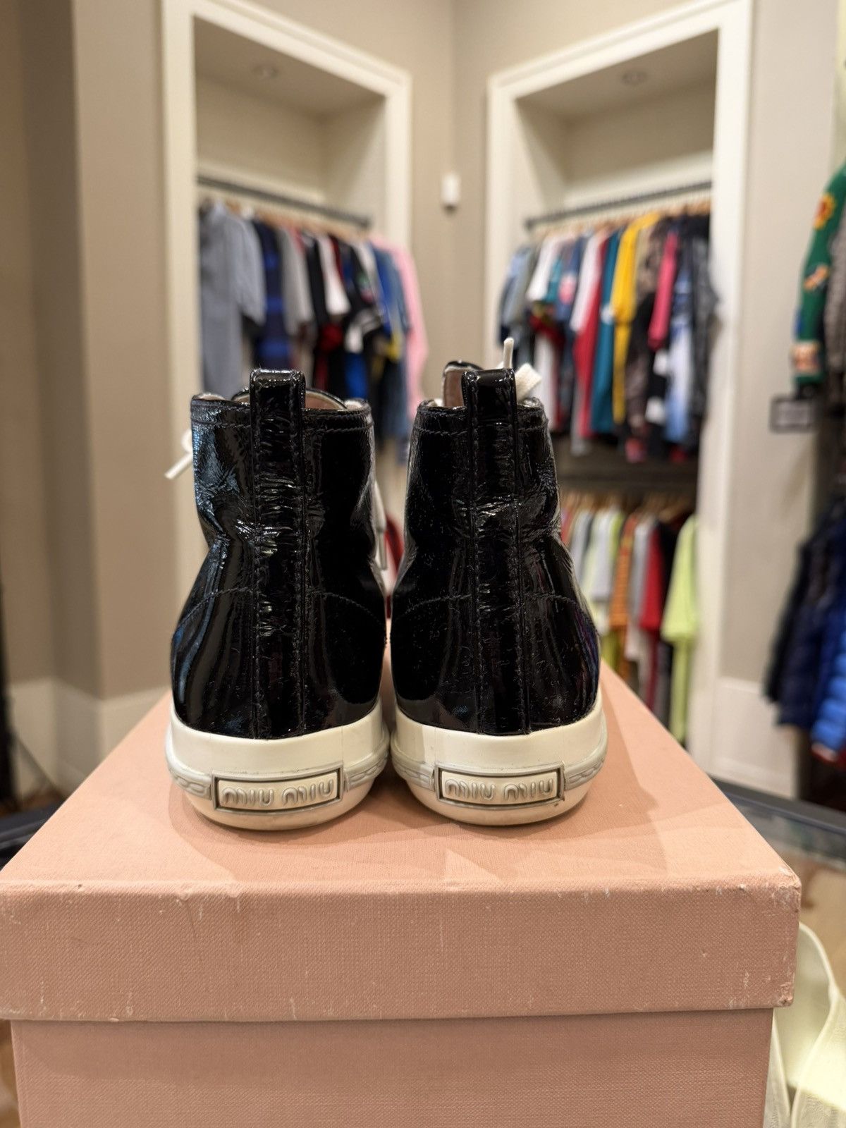 Miu Miu Miu Miu Patent Leather High Top Sneakers Size US 8 / IT 38 - 6 Thumbnail