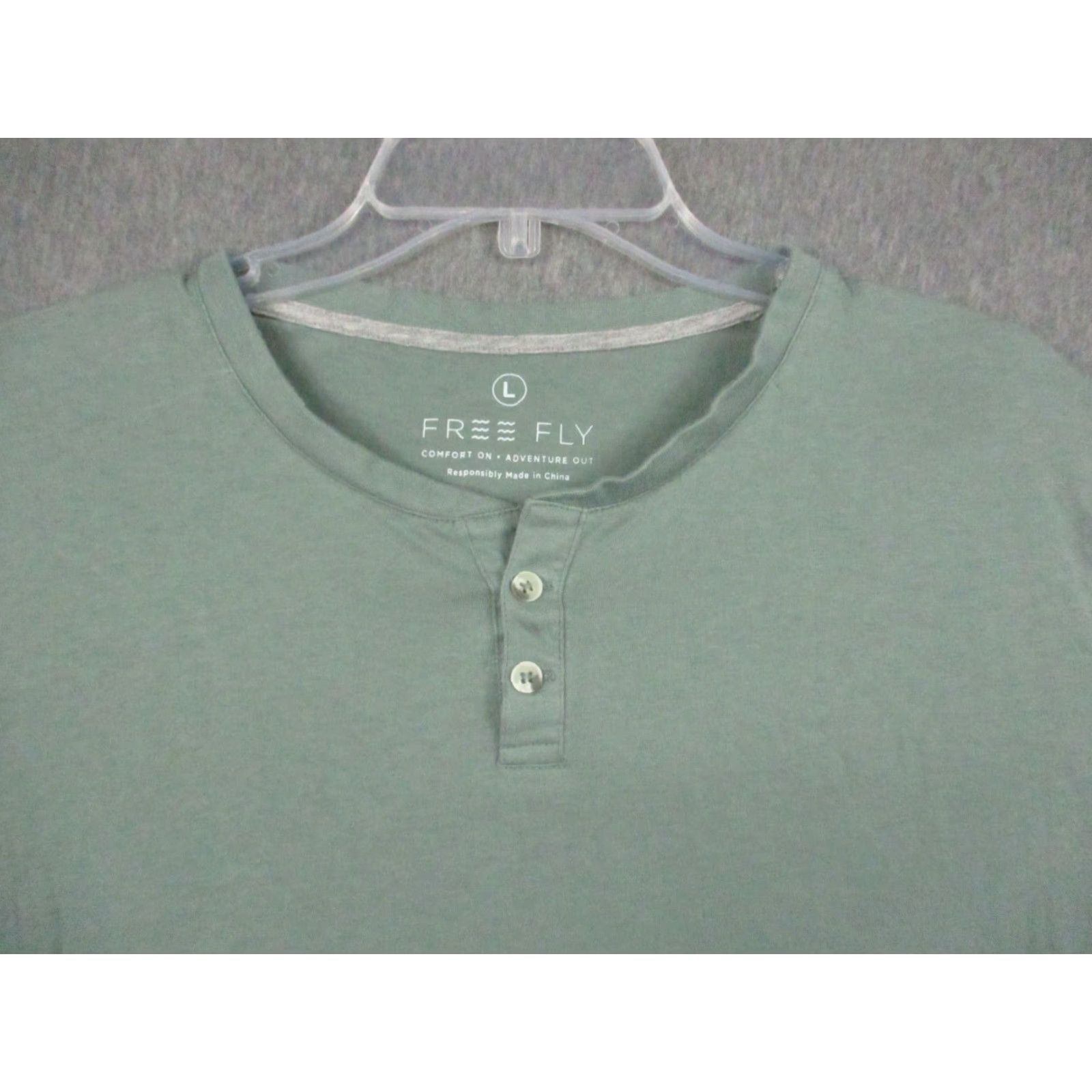 Vintage Free Fly Mens Polo Shirt L Green Bamboo Short Sleeve Crew Neck Solid Pattern - Polo, Men, 46 in Chest, Regular Fit, Super Soft Size US L / EU 52-54 / 3 - 2 Thumbnail