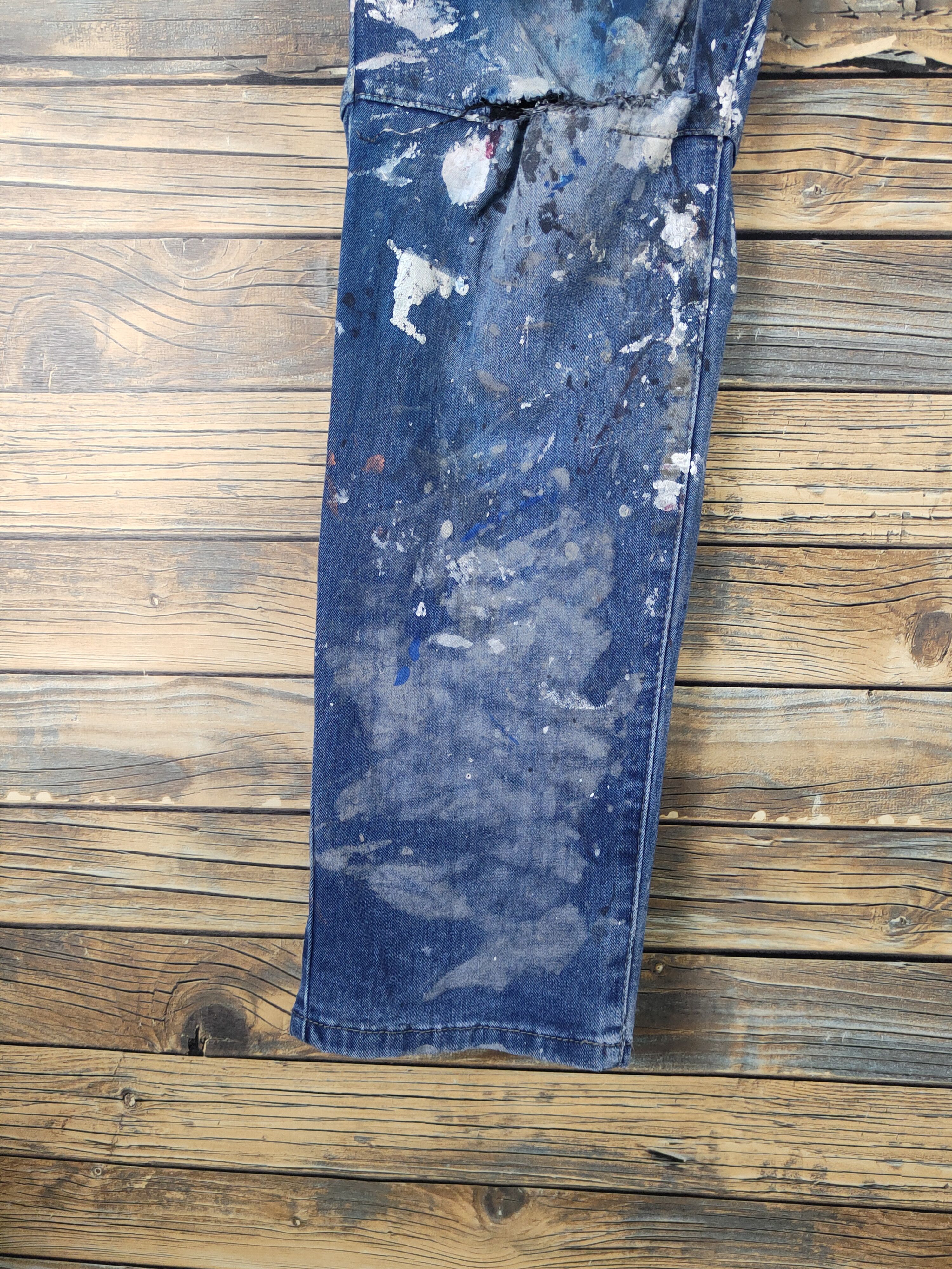 Japanese Brand Japan painter Blue Distressed Ripped denim Jeans #W1984 Size US 36 / EU 52 - 4 Thumbnail