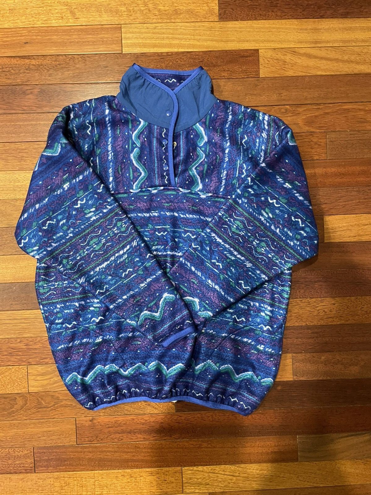 Vintage Crazy Vintage 1990s Aztec Blue T-Snap Synchilla Sweater Size US L / EU 52-54 / 3 - 2 Thumbnail