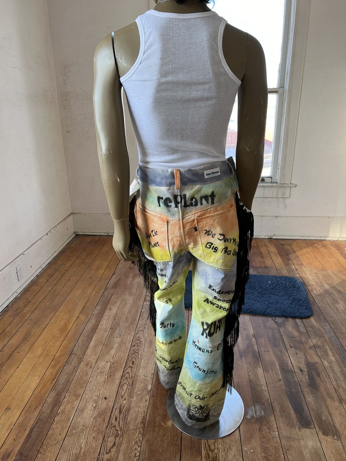 Other Men’s graffiti Canvas jeans 37 fringe ruffleAnna Herman USA Size US 36 / EU 52 - 6 Thumbnail