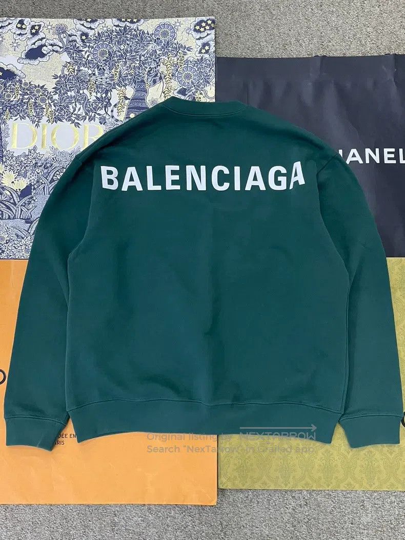 Balenciaga Balenciaga Green round-neck sweatshirt with large logo, si Size US S / EU 44-46 / 1 - 2 Thumbnail