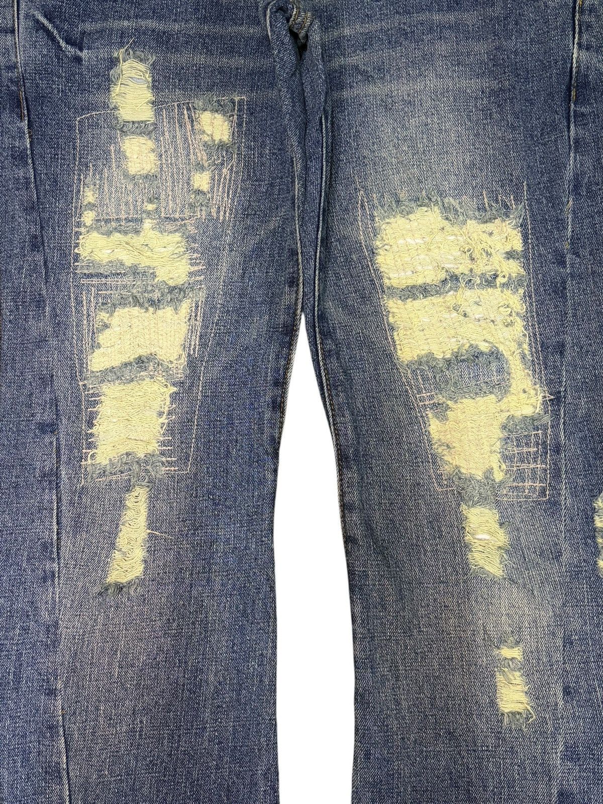 Kapital Vintage Japanese Brand Buckle Back Sashiko Distress Jeans Size 31" - 3 Thumbnail