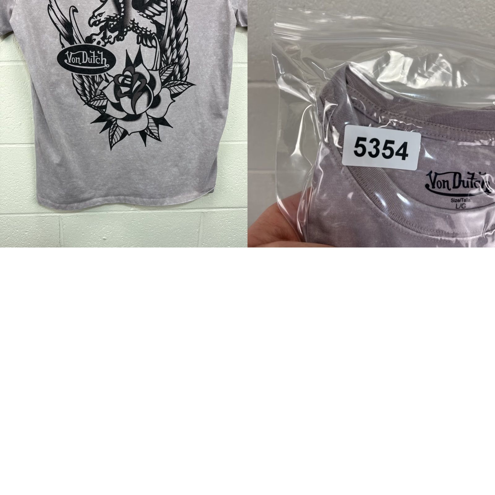 Von Dutch VON DUTCH ACID WASH EMBLEM LOGO EAGLE ROSES T SHIRT GREY Large Size US L / EU 52-54 / 3 - 10 Thumbnail