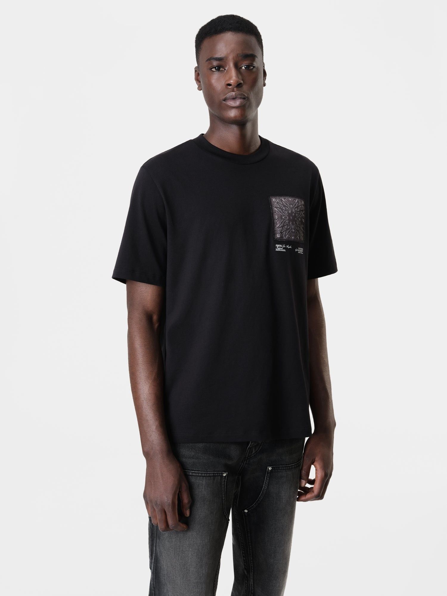 Amiri o1orln1025 Bandana Silk Applique T-Shirt in Black Size US S / EU 44-46 / 1 - 3 Thumbnail