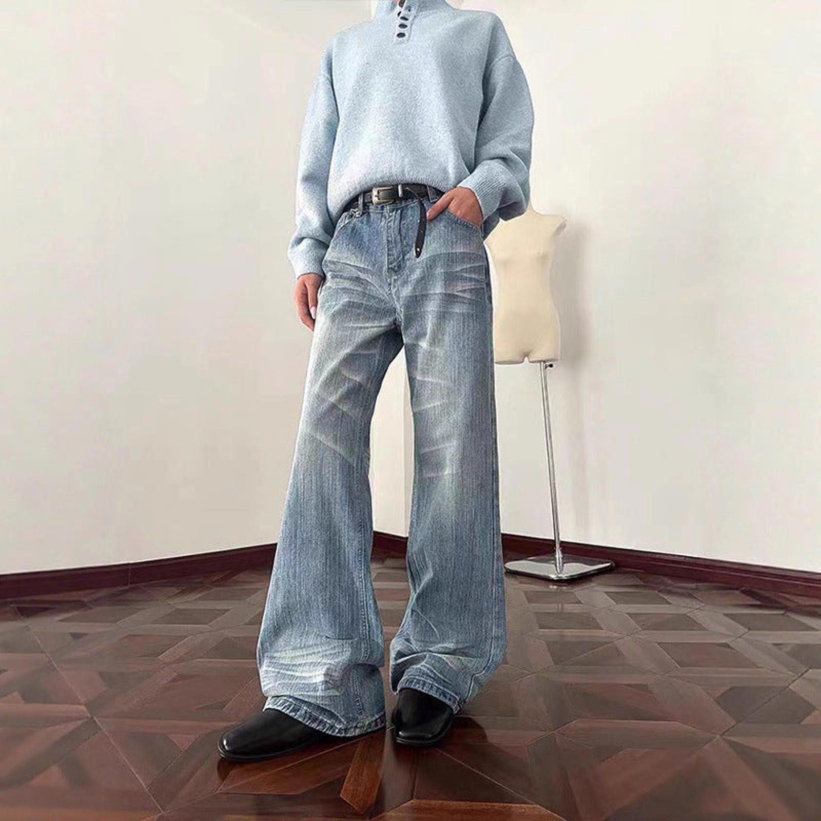 Vintage Light Blue Wide Leg Denim Jeans, Relaxed Fit Jeans Size US 30 / EU 46 - 1 Thumbnail