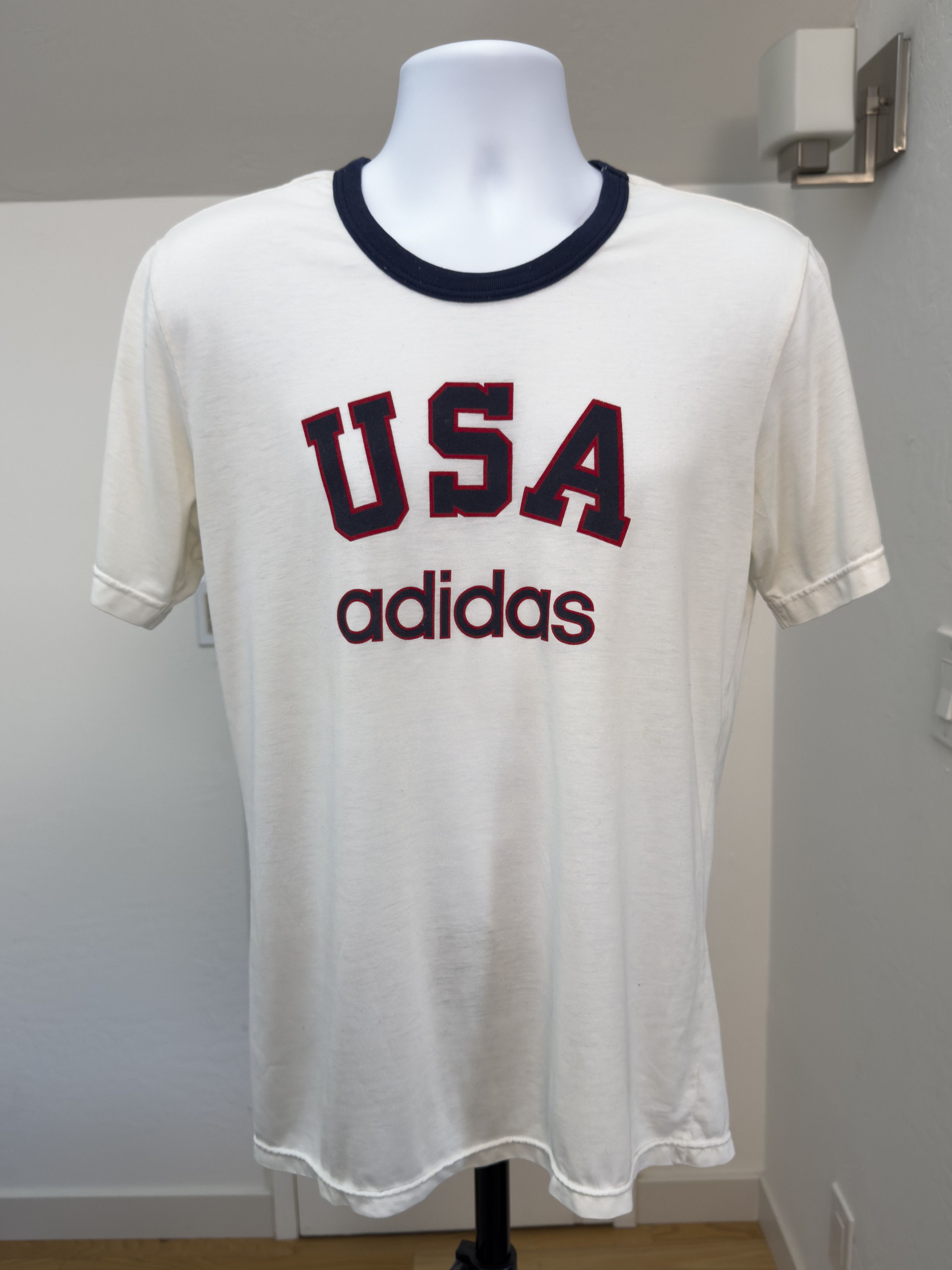 Adidas Vintage Adidas USA Ringer T-Shirt White/Navy/Red Size US L / EU 52-54 / 3 - 1 Thumbnail