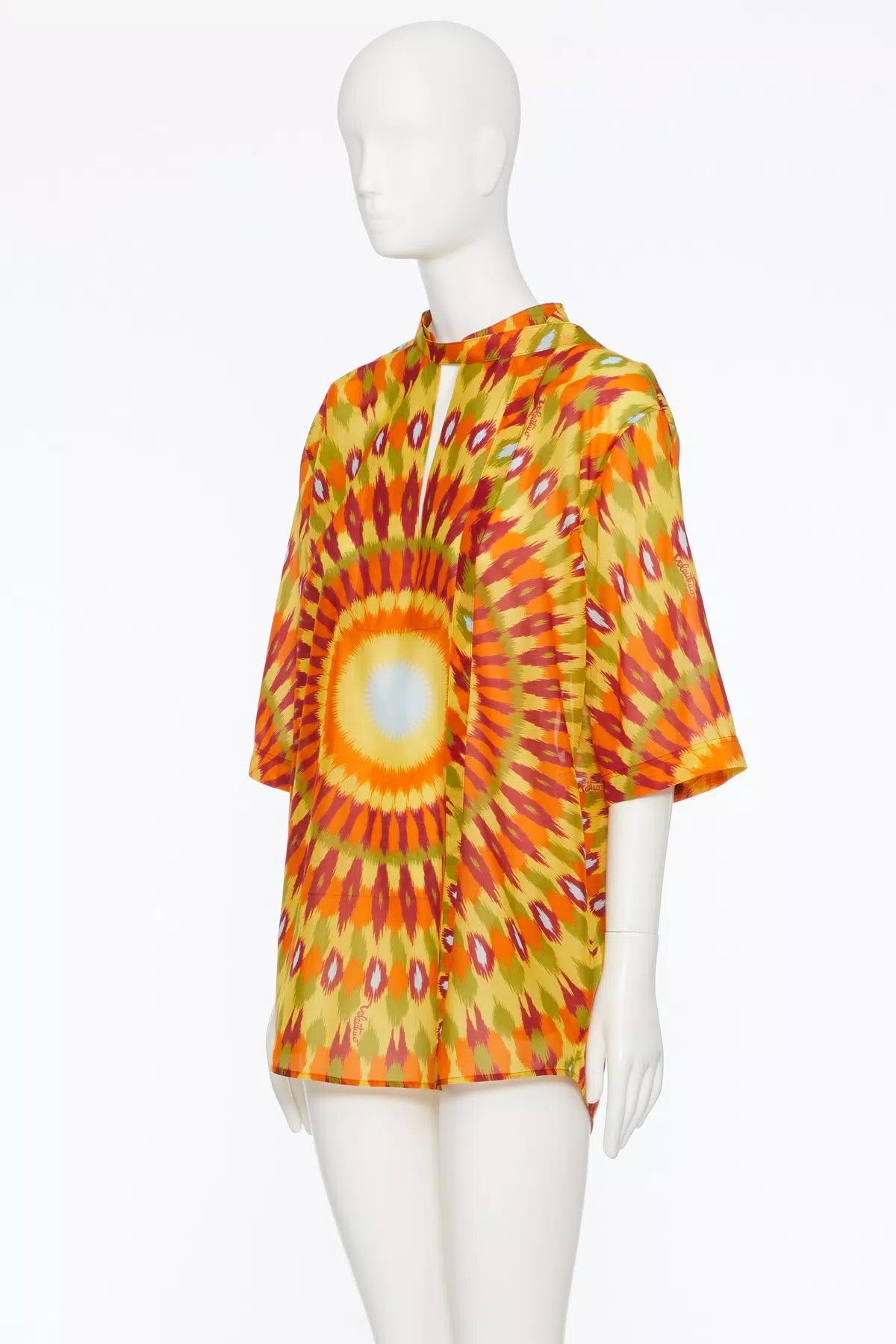 Valentino o1s1wg110925 Round Rain Print Short Voile Dress in Orange Size XS / US 0-2 / IT 36-38 - 3 Thumbnail