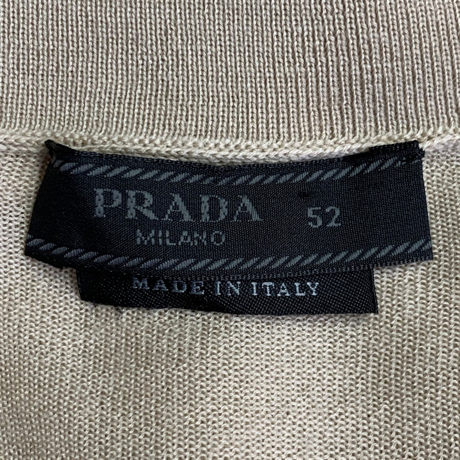 Prada PRADA Size L Beige Virgin Wool Sheer Knit V-Neck Cardigan Size US L / EU 52-54 / 3 - 5 Thumbnail