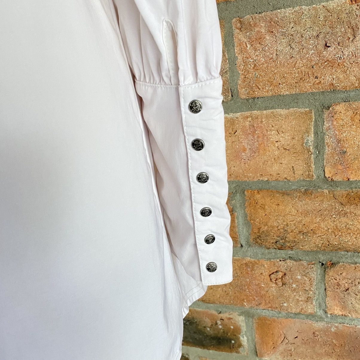 Japanese Brand Ozz Croce Y2K Punk White Embroidered Long Dress Shirt Size M / US 6-8 / IT 42-44 - 24 Thumbnail
