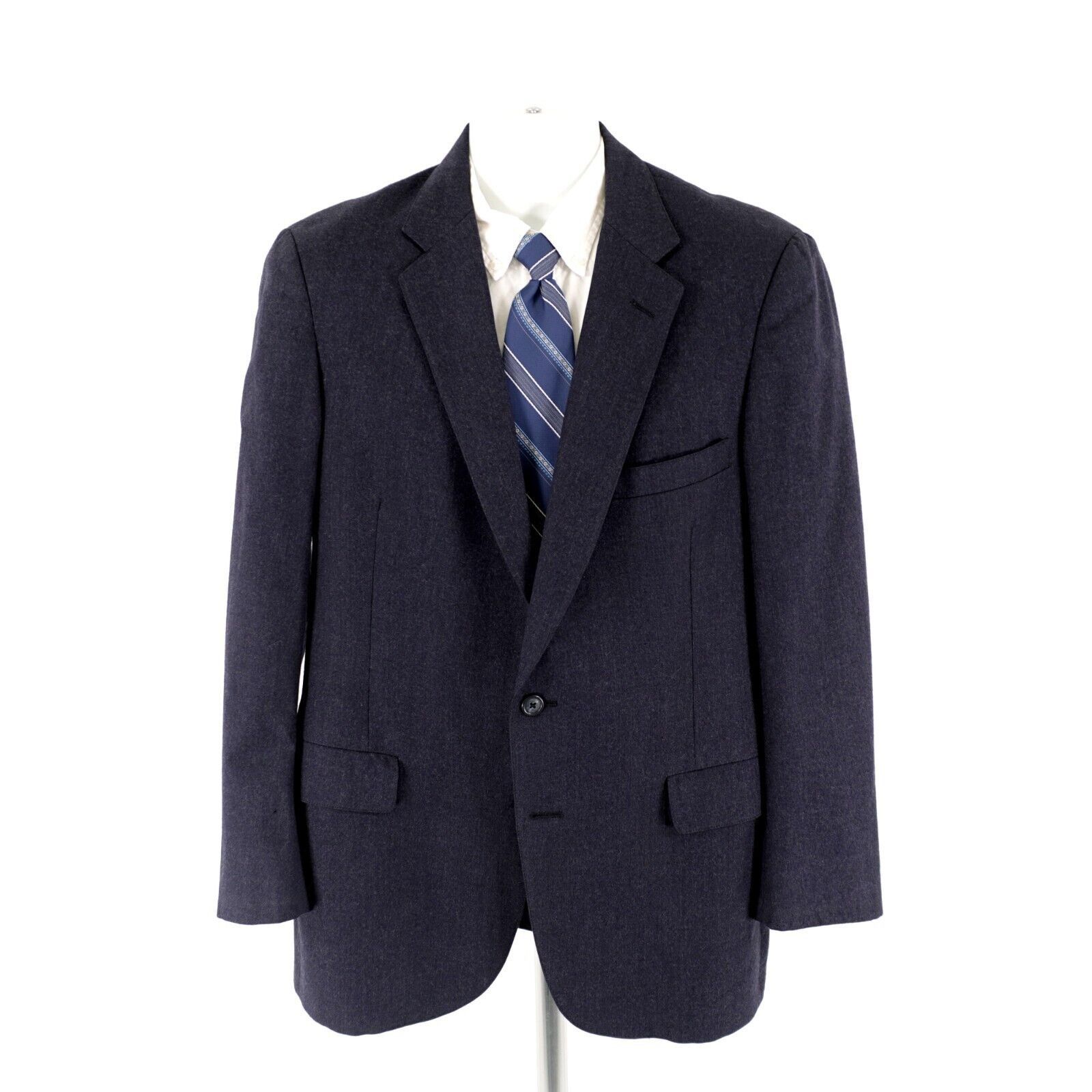 Austin Reed DAMAGED Austin Reed Blue Flannel Wool 2 Button Blazer 40R Ti Size 40R - 5 Thumbnail