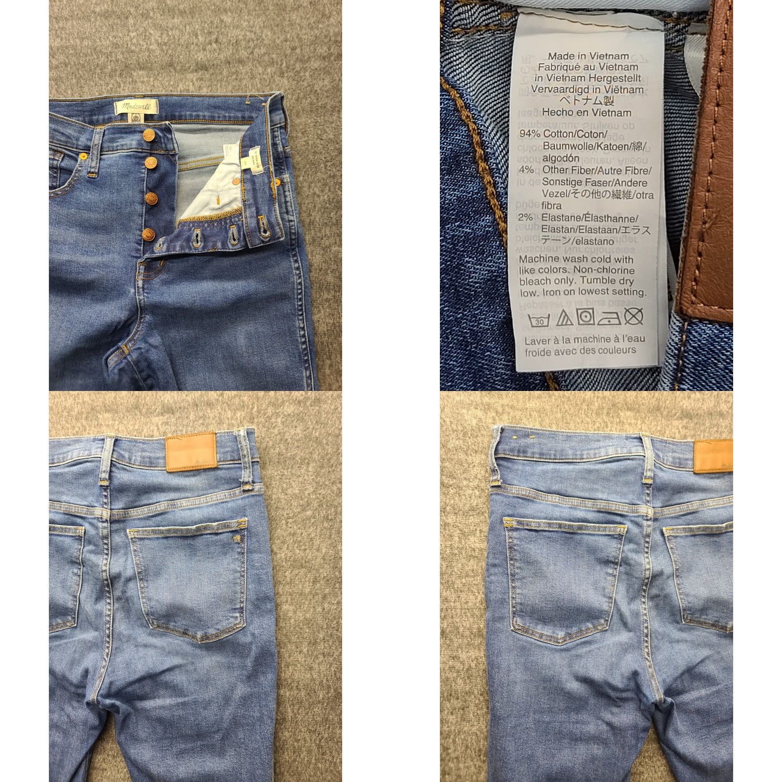 Madewell Madewell High Rise Skinny Jeans Womens 28x27 Light Wash Distressed Raw Cuff Slimming Stretch 5-Pocket Denim Jeans Size 29" - 8 Thumbnail