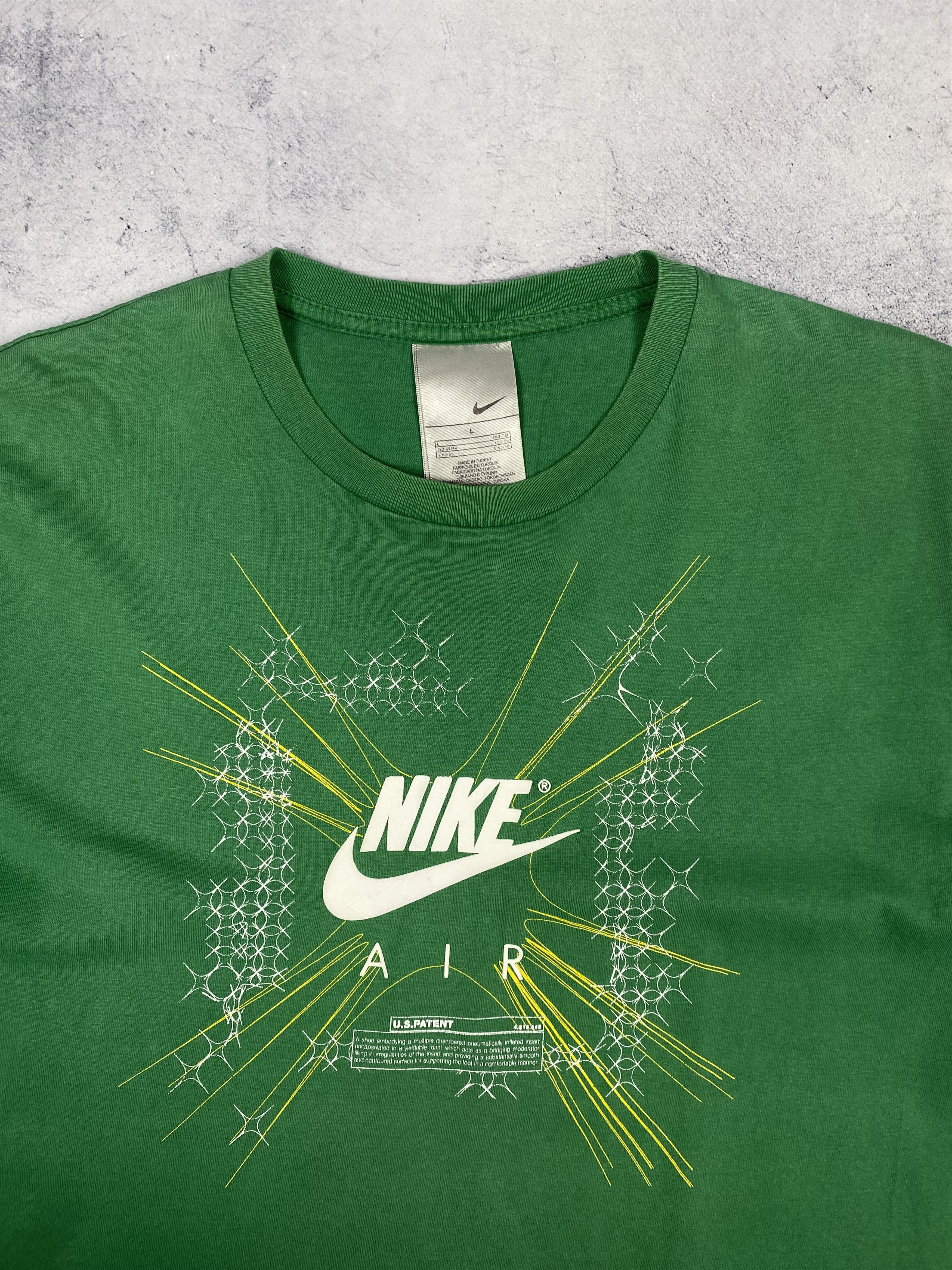 Nike Vintage 00s Nike Air Big Logo Swoosh Y2K T Shirt Green Size US L / EU 52-54 / 3 - 7 Thumbnail