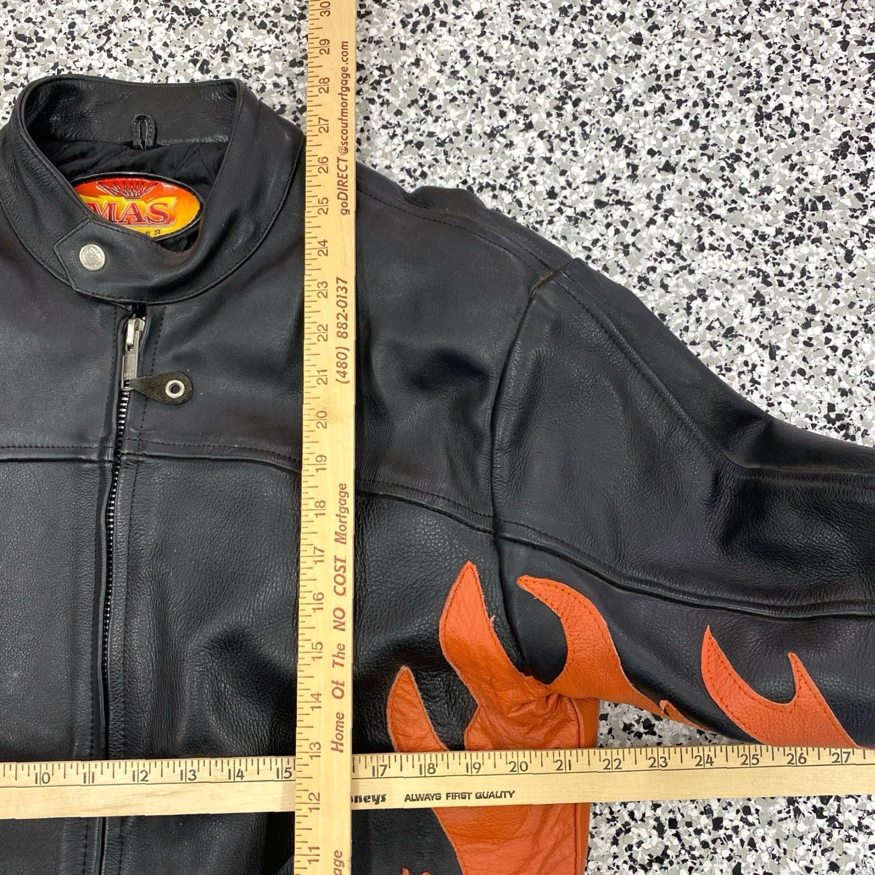 Vintage VINTAGE Leather Jacket Mens 46 Black Biker Motorcycle Flames Jacket Size US S / EU 44-46 / 1 - 3 Thumbnail